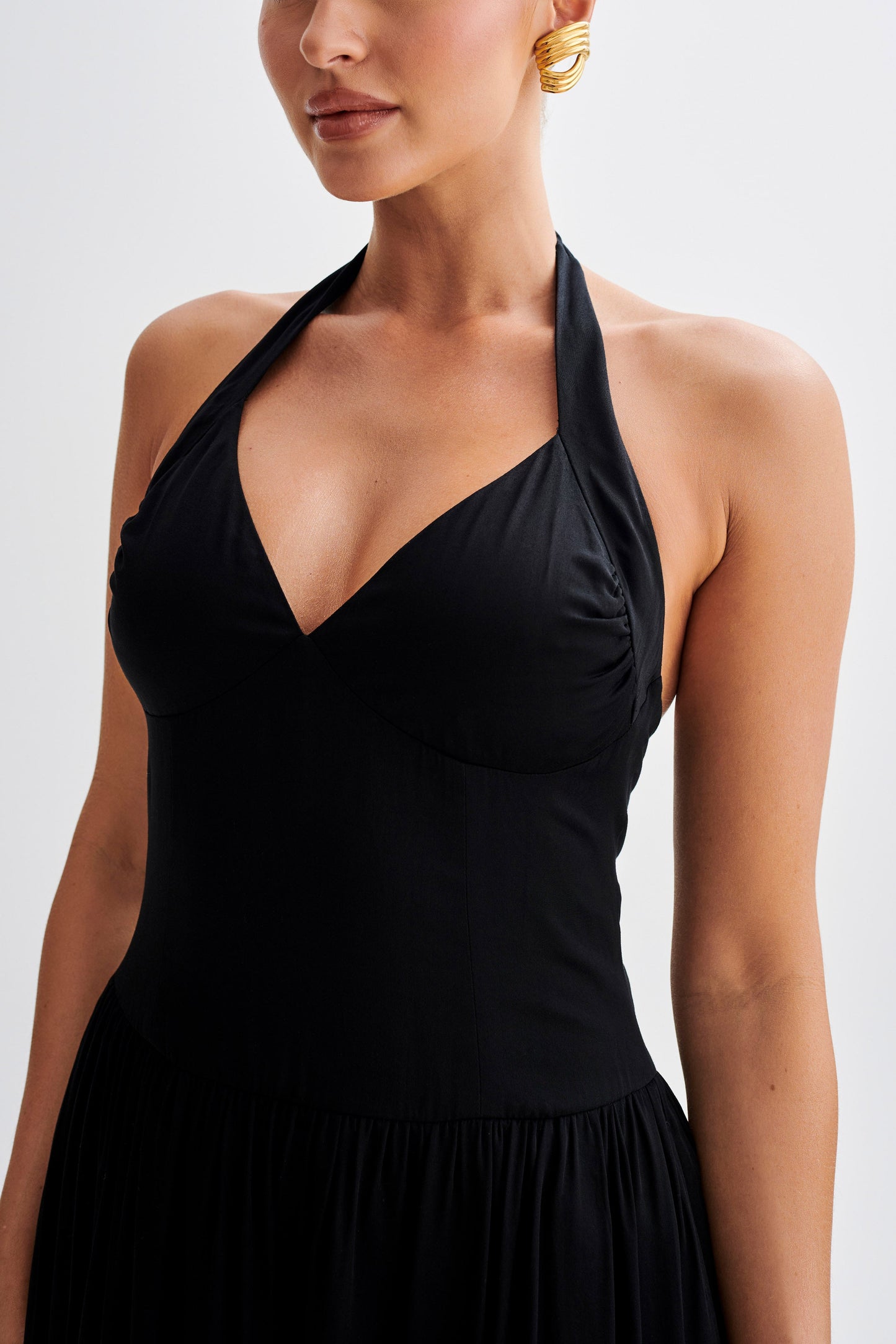Vestido midi Harriette Halter - Negro