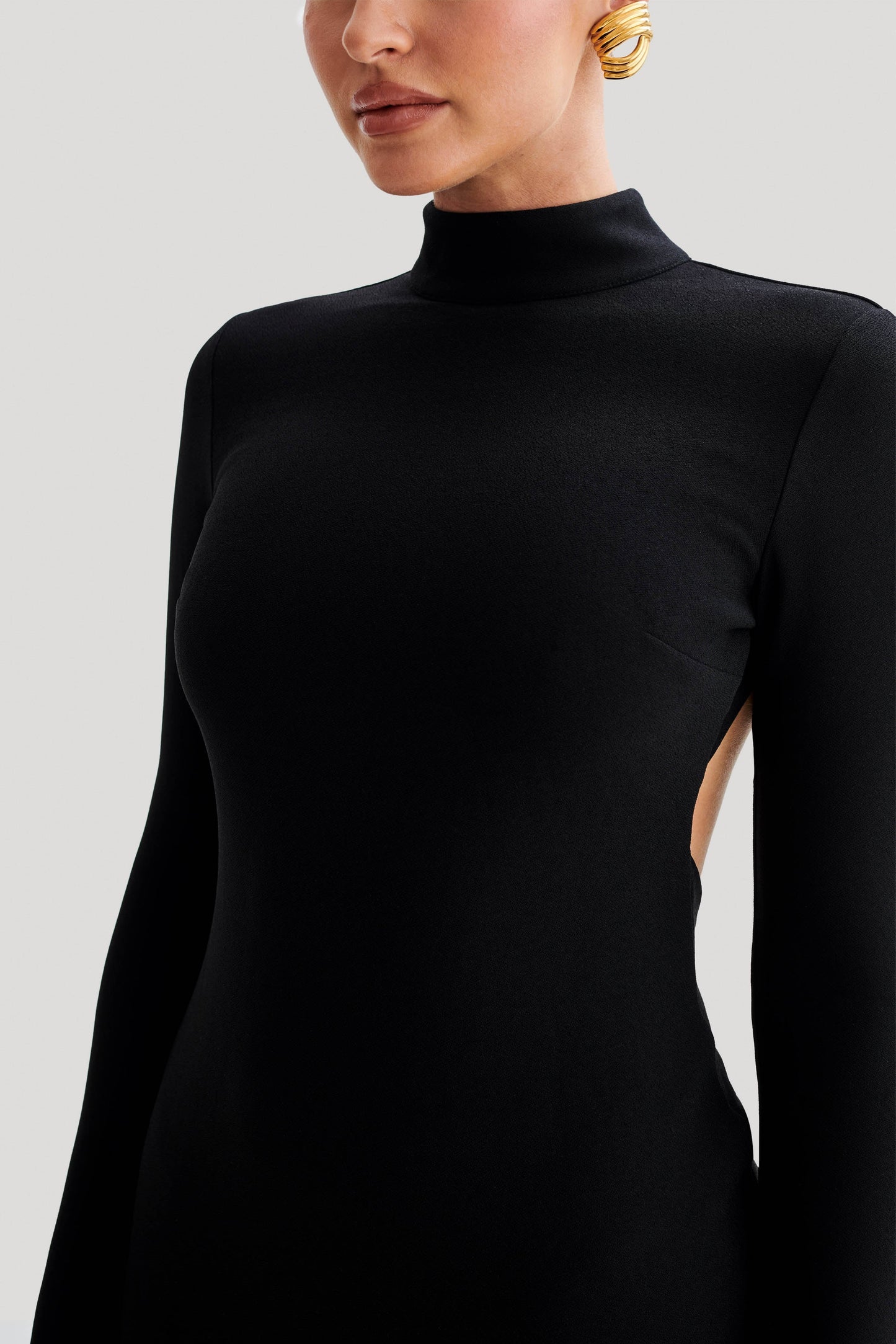 Vestido mini Agatha Crepe Pearl - Negro