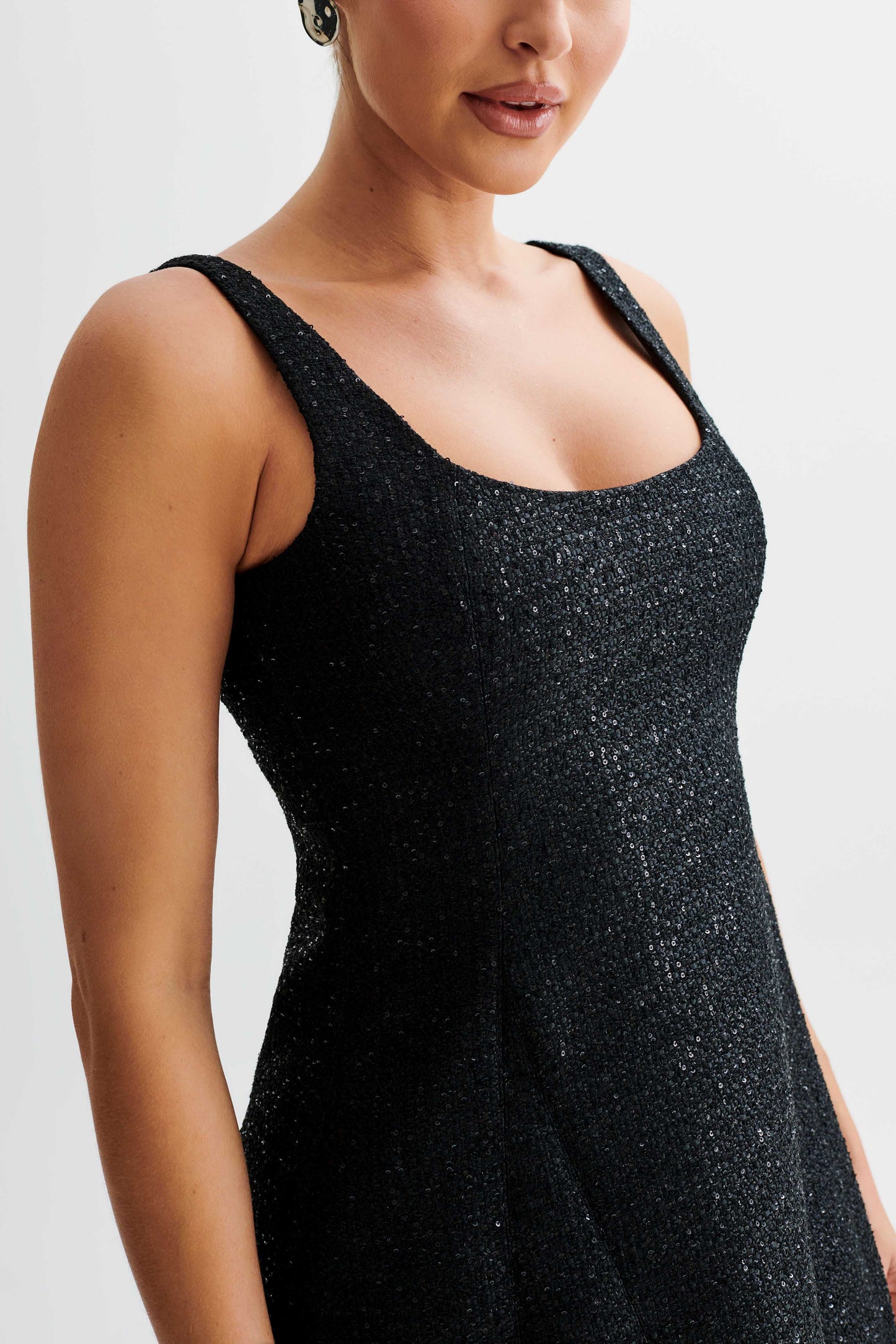 Vestido mini Beth Tweed - Negro