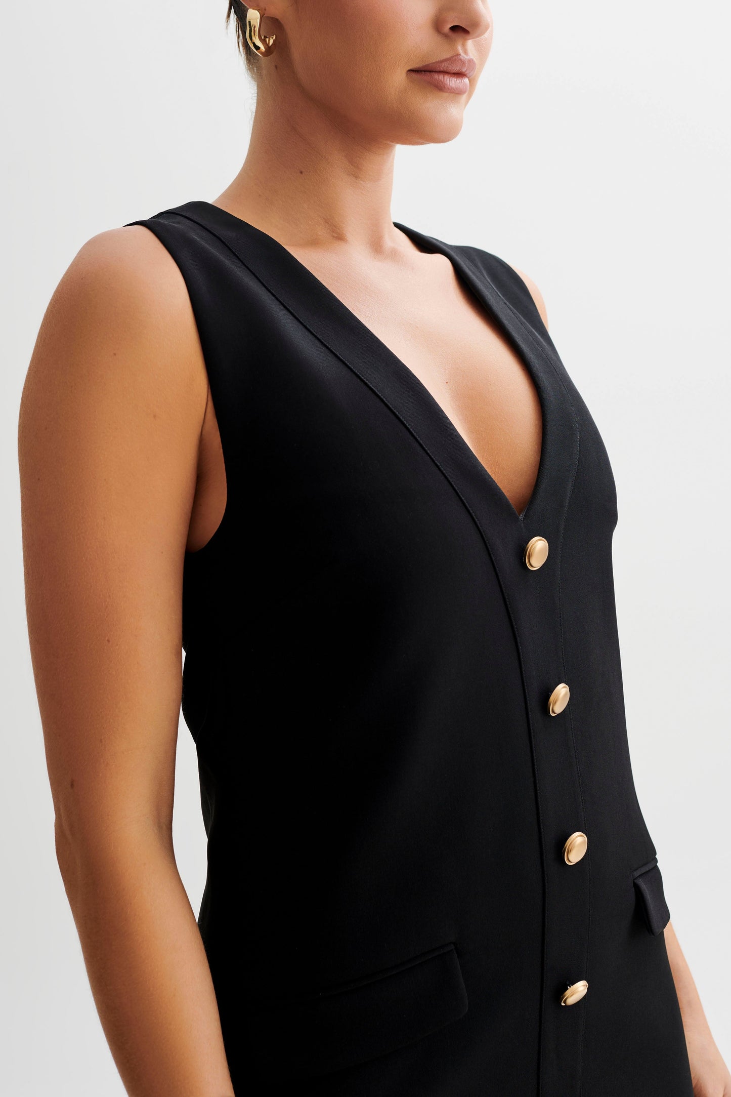 Vestido Mini sin Mangas de Traje Florentina - Negro