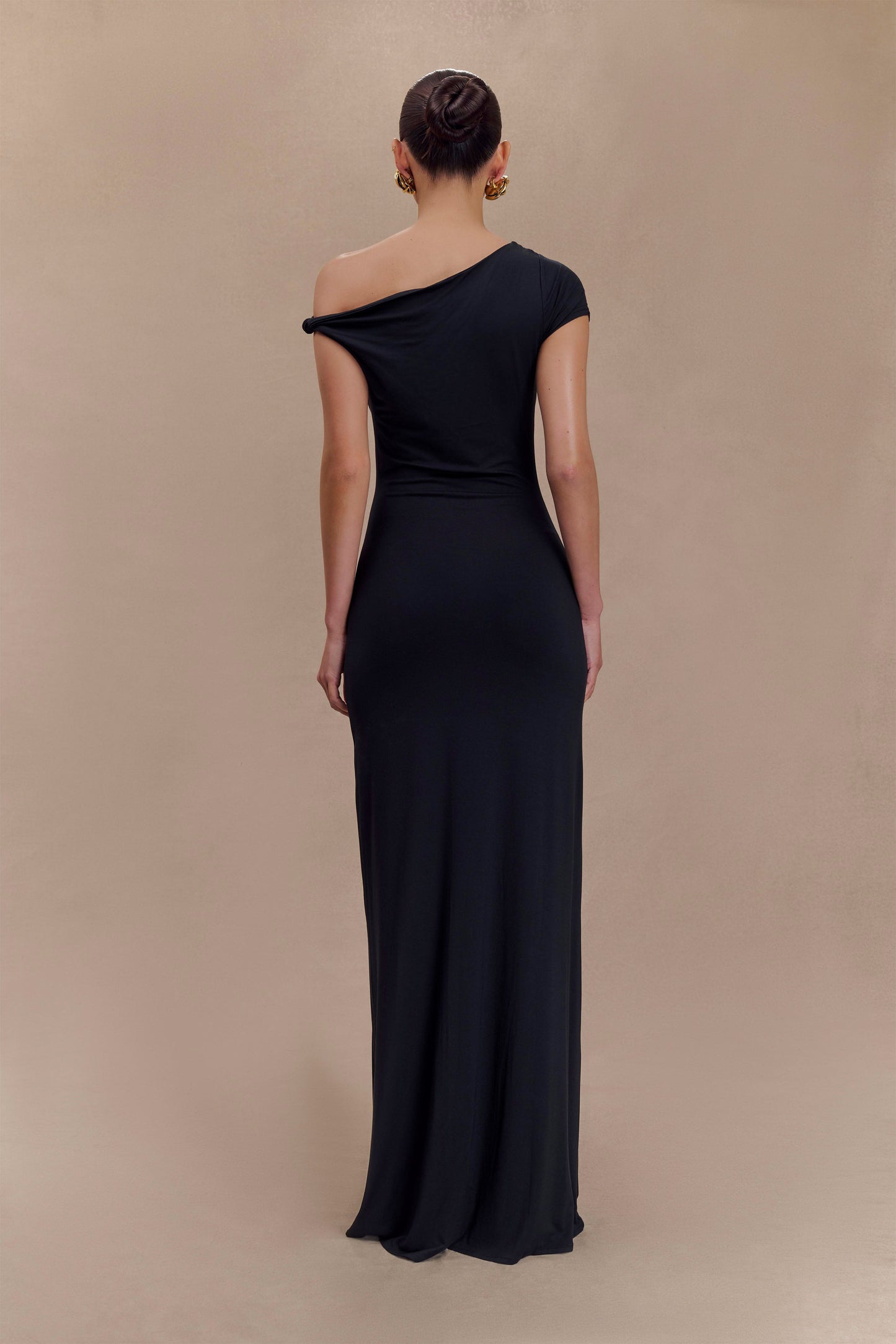 Vestido maxi de manga corta Tamsin de modal - Negro