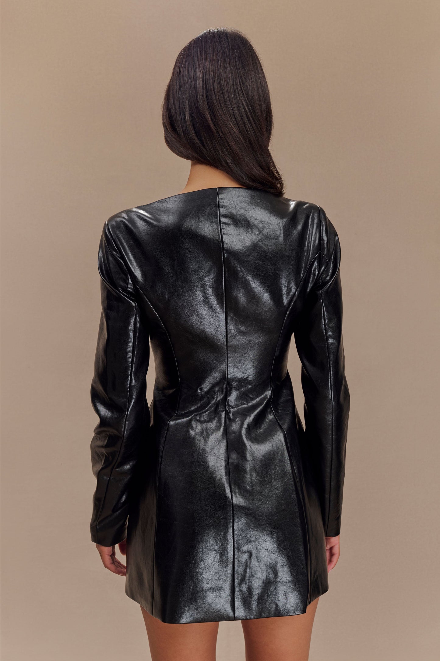 Vestido corto de cuero sintético Nancy - Negro