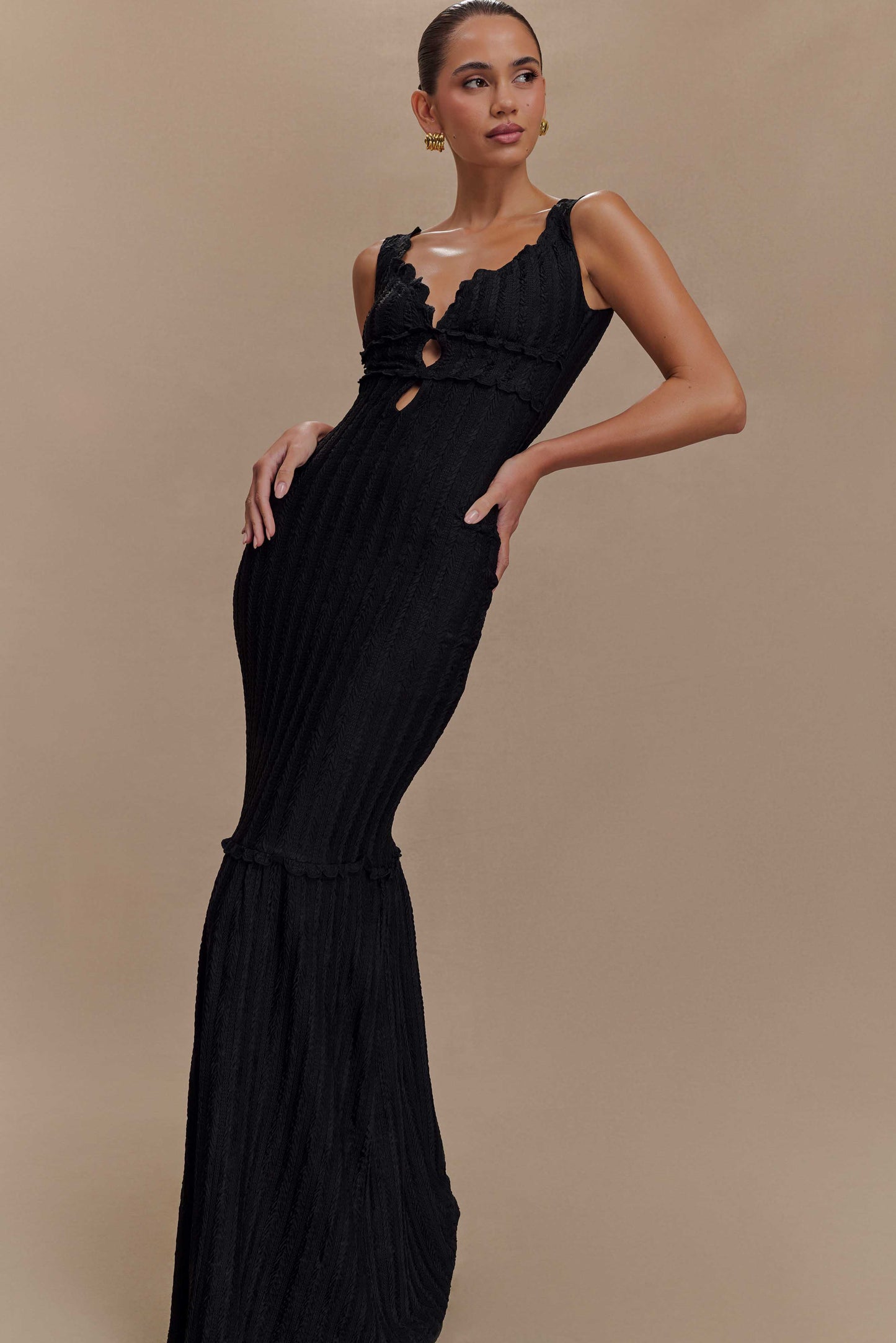 Vestido largo Maxi de hombro descubierto Natalie - Negro