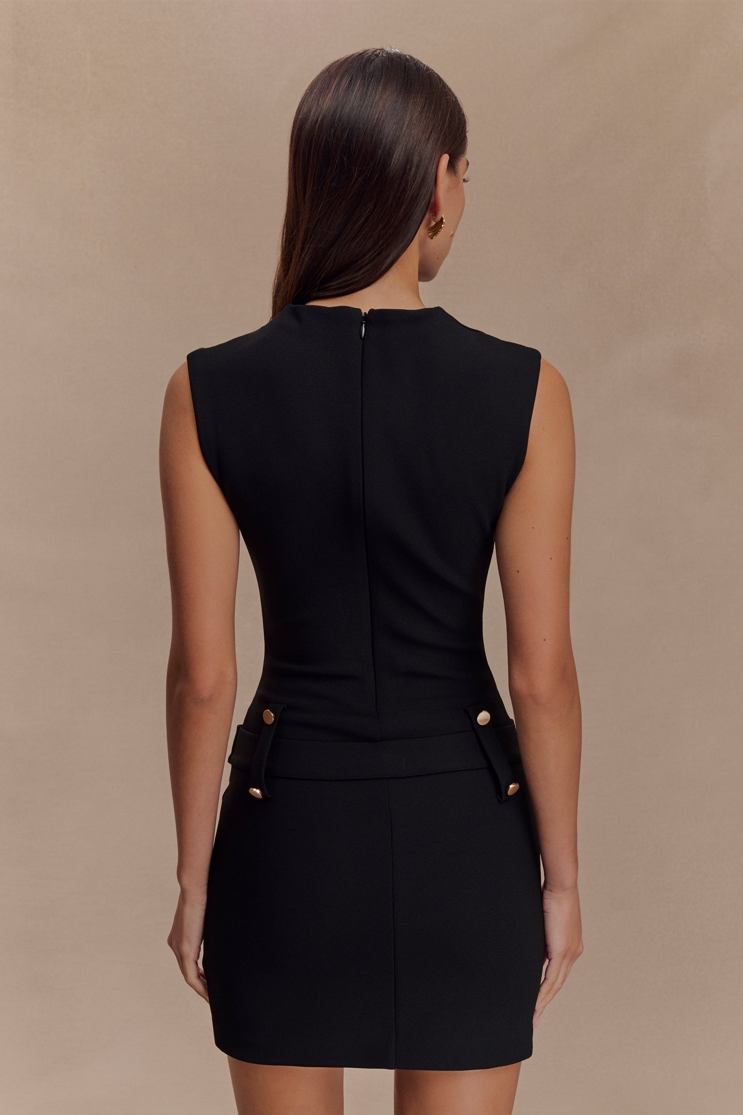 Vestido Mini de Crepé Stretch Scheana - Negro