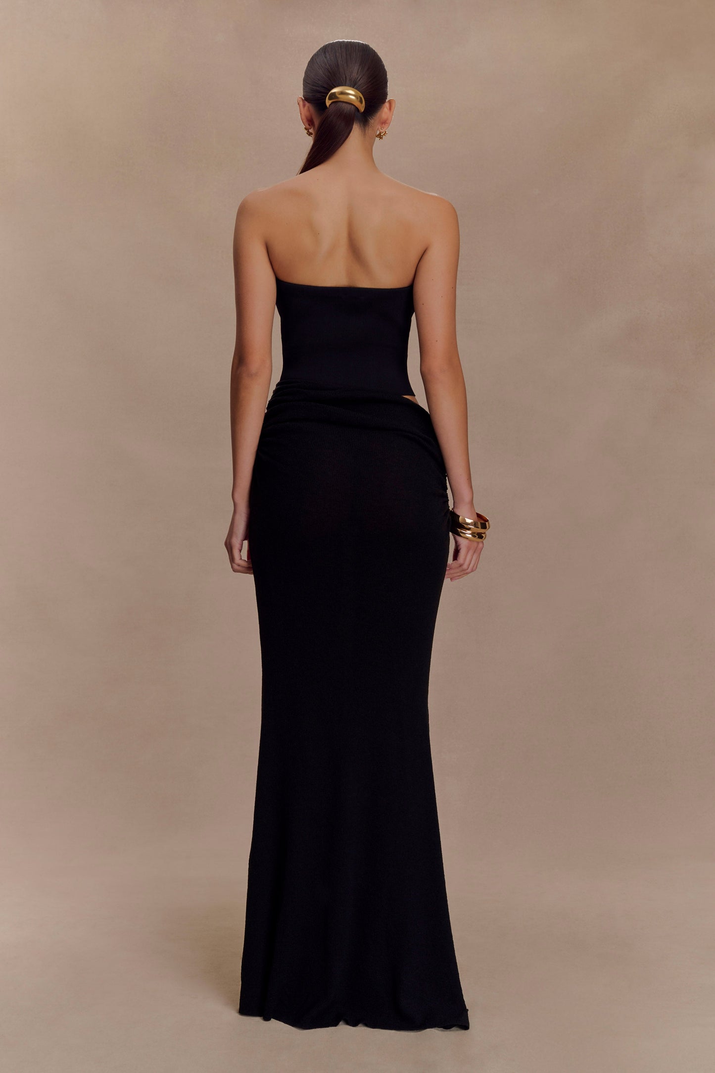Vestido largo sin tirantes de punto Jasiel - Negro