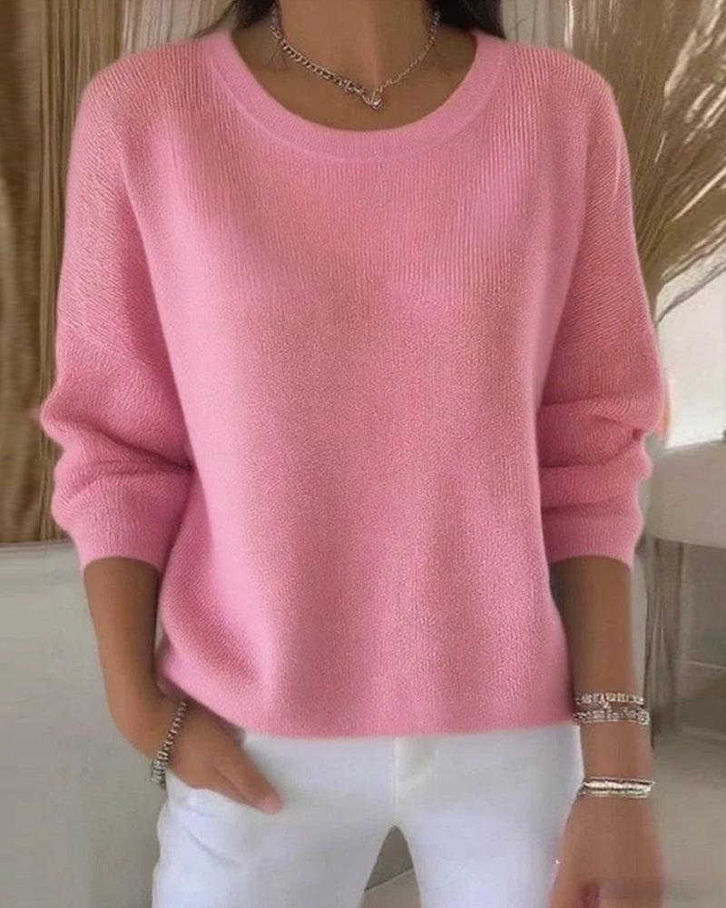 Pull uni de cuello redondo con hombros caídos
