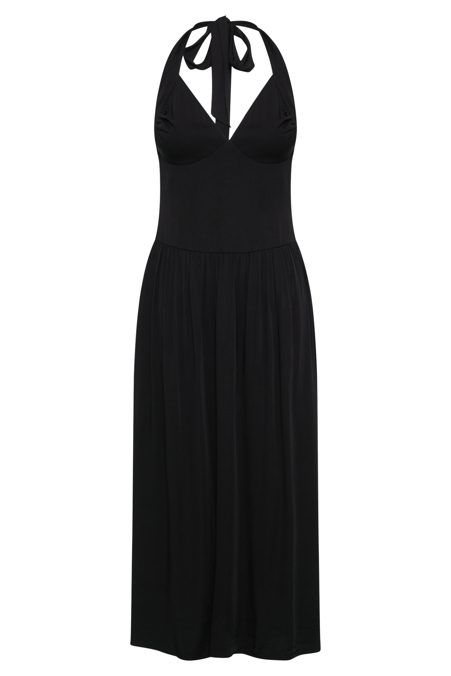 Vestido midi Harriette Halter - Negro