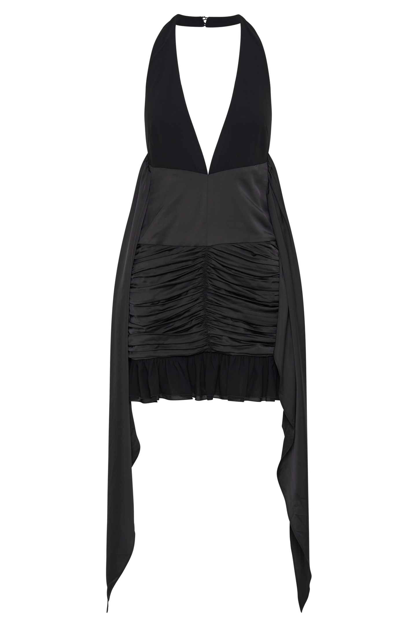Vestido Mini de Chifón Satinado Ambrosi - Negro