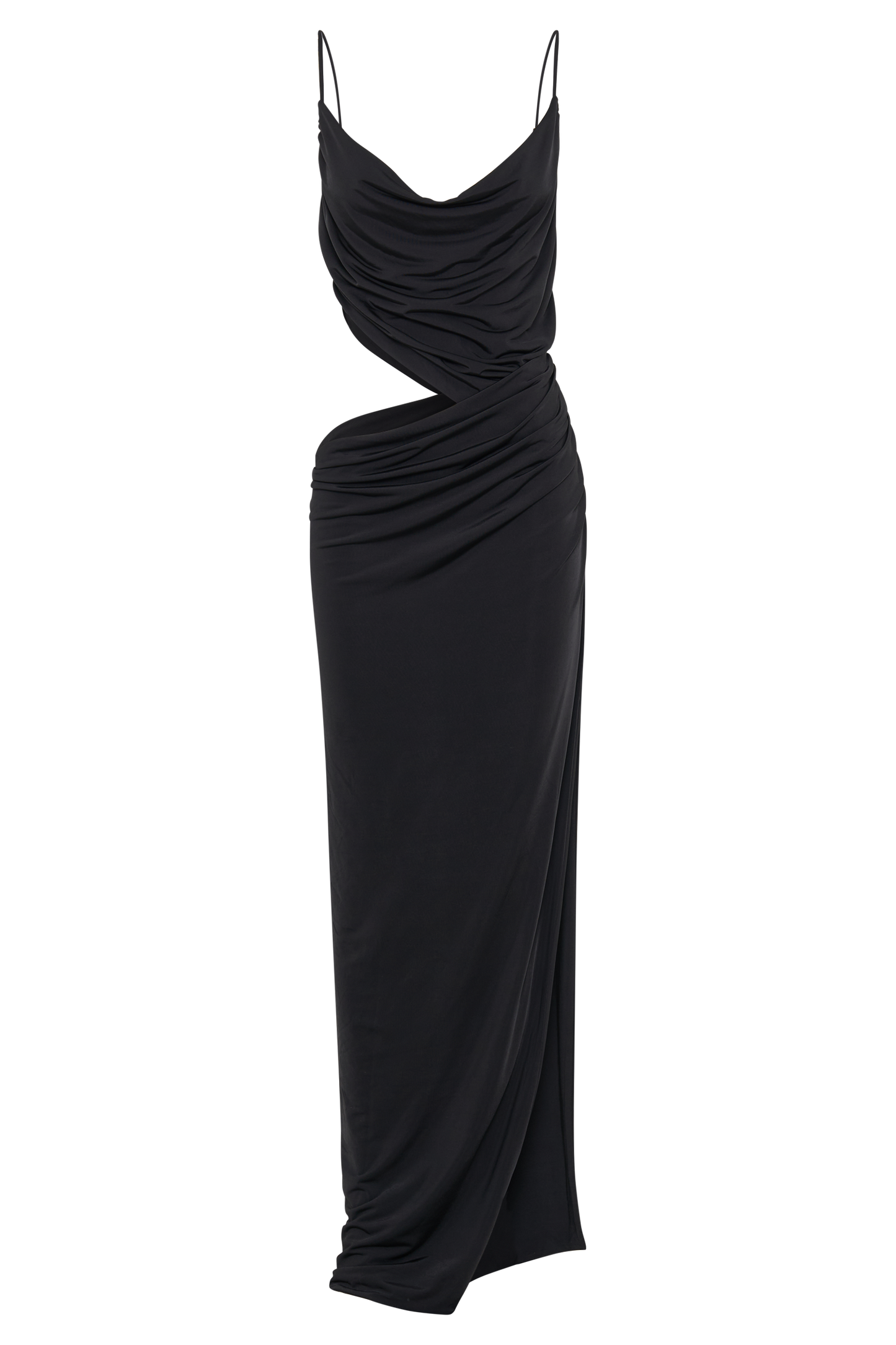 Vestido Maxi Draped Slinky Jemma - Negro
