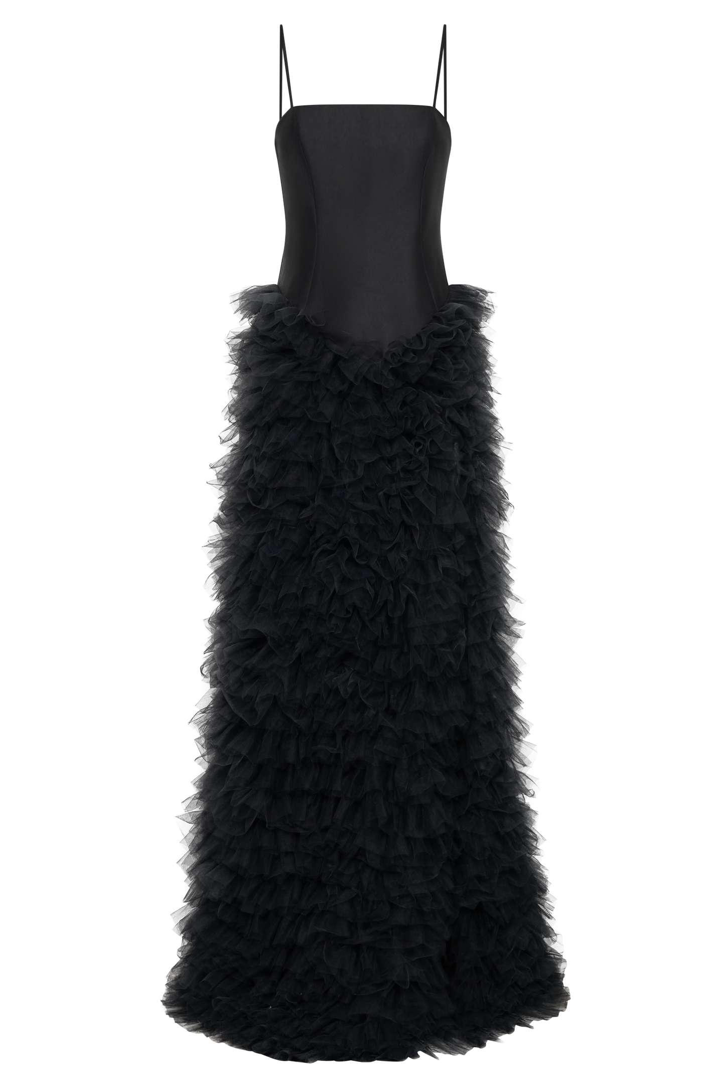 Vestido largo con volantes en capas Magnolia - Negro
