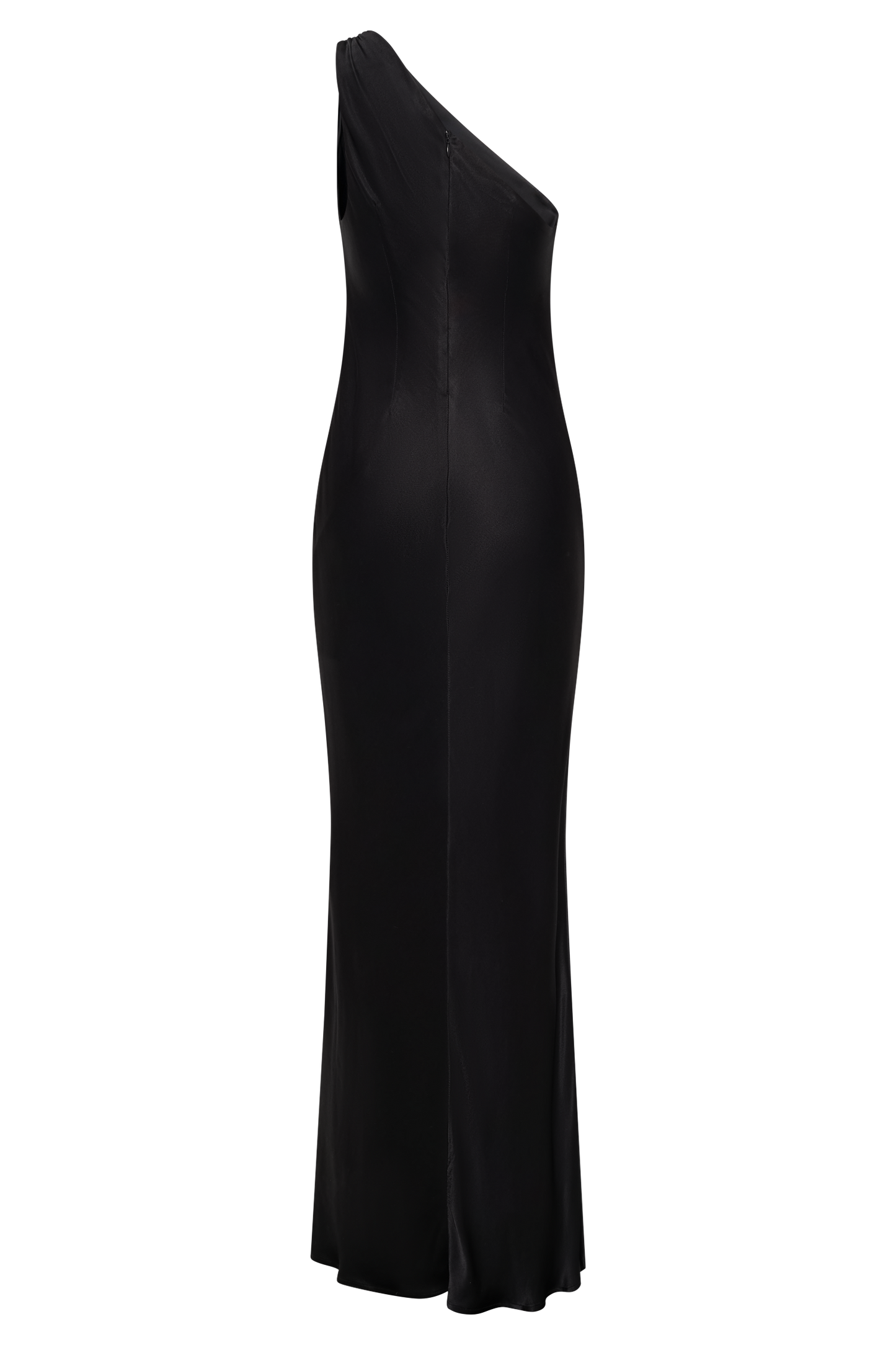 Vestido largo de satén asimétrico Camille - Negro