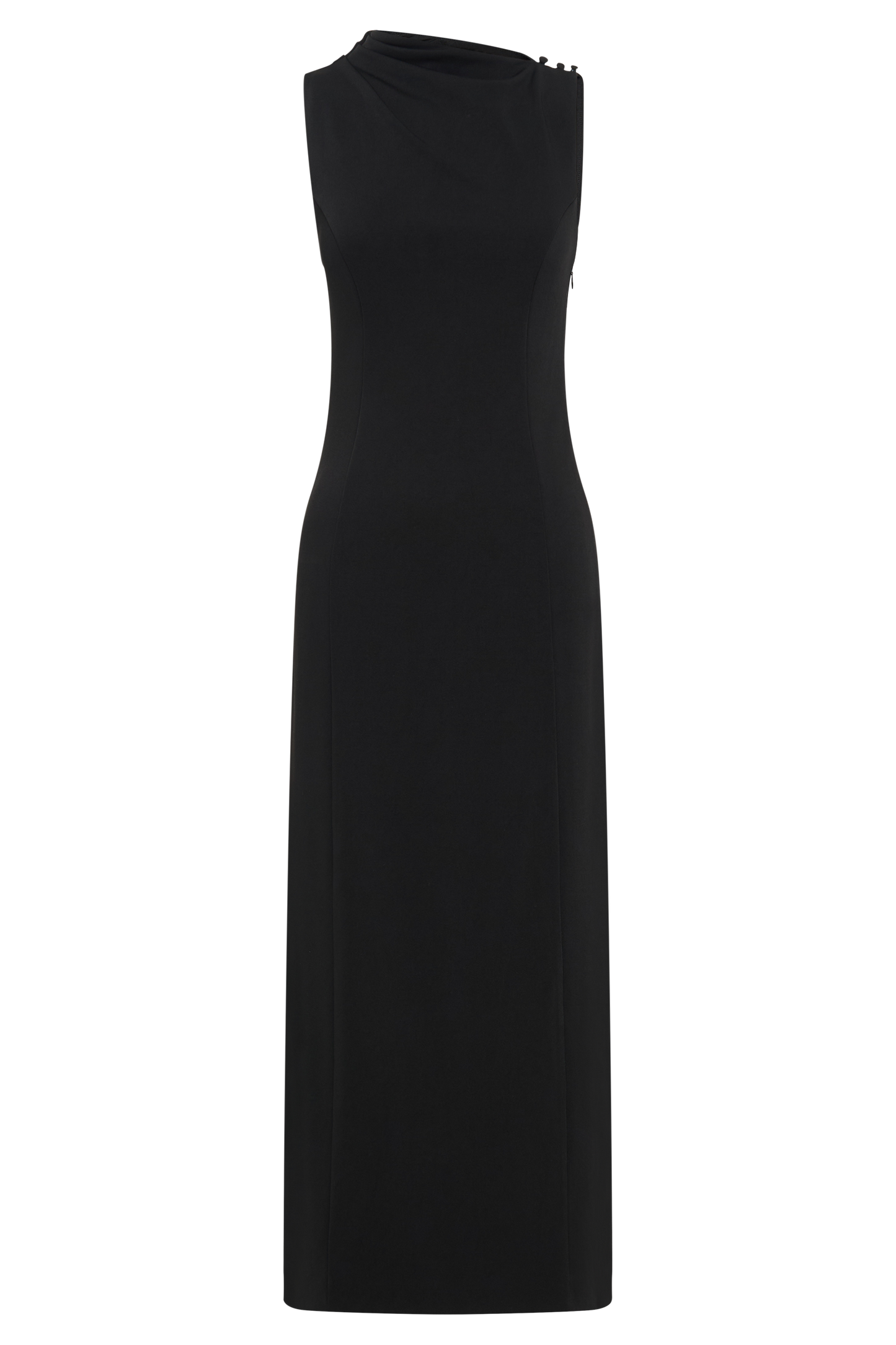 Vestido midi de crepé estirado Draped Taylor - Negro