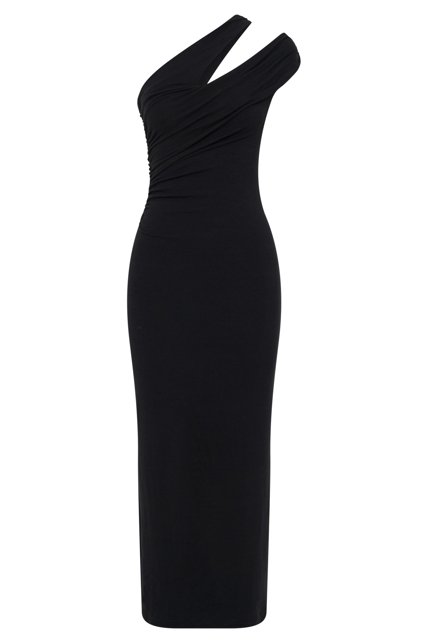 Vestido midi de manga one shoulder en modal de Anastasia - Negro