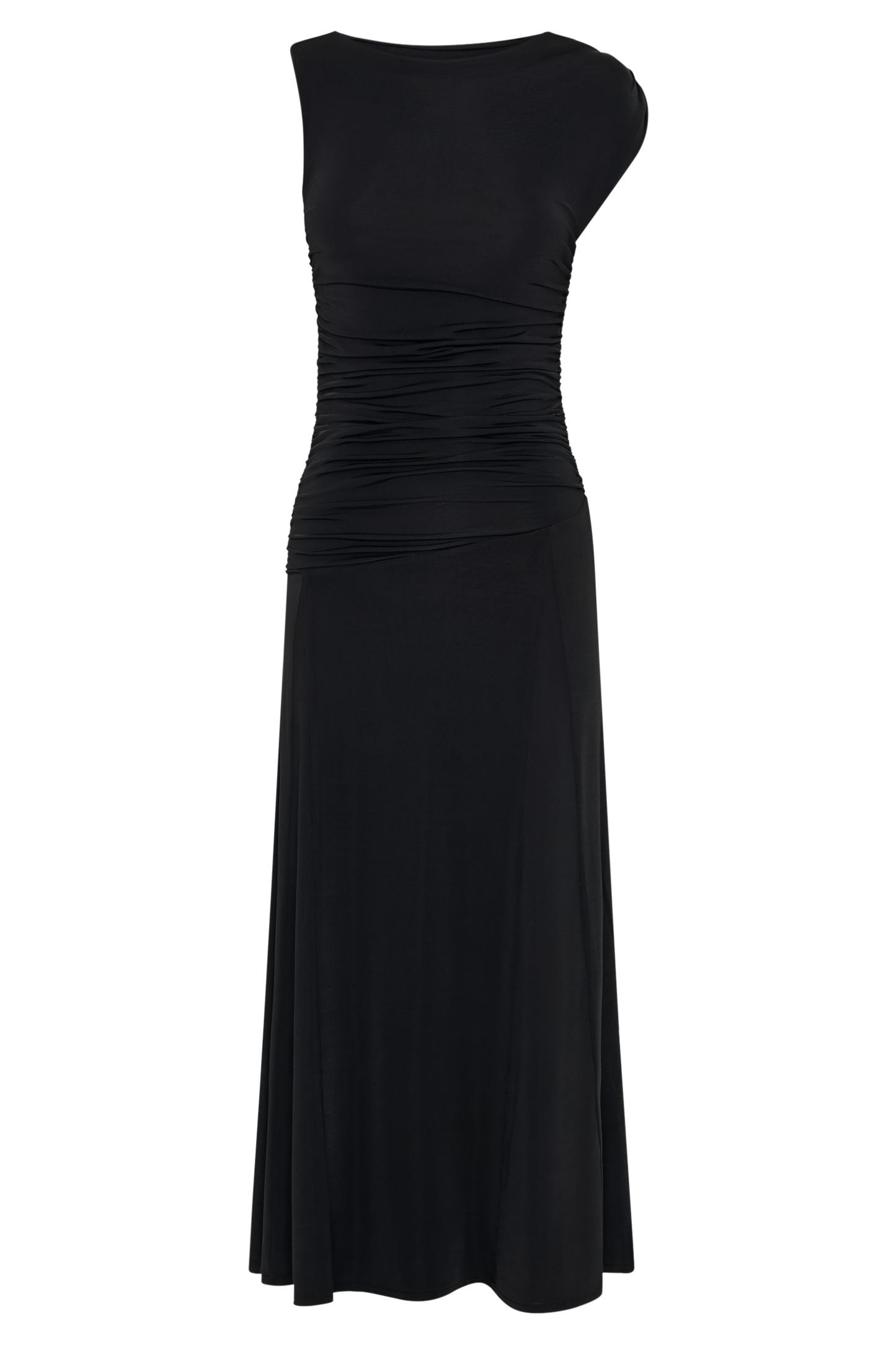 Vestido midi asimétrico Navanna Slinky - Negro