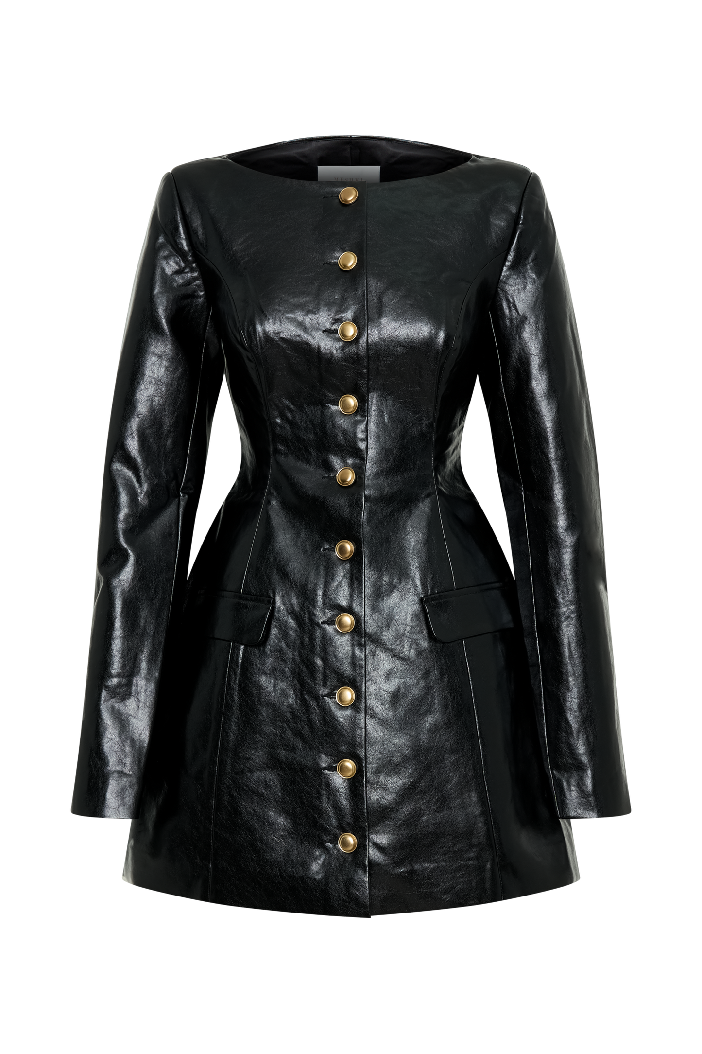 Vestido corto de cuero sintético Nancy - Negro