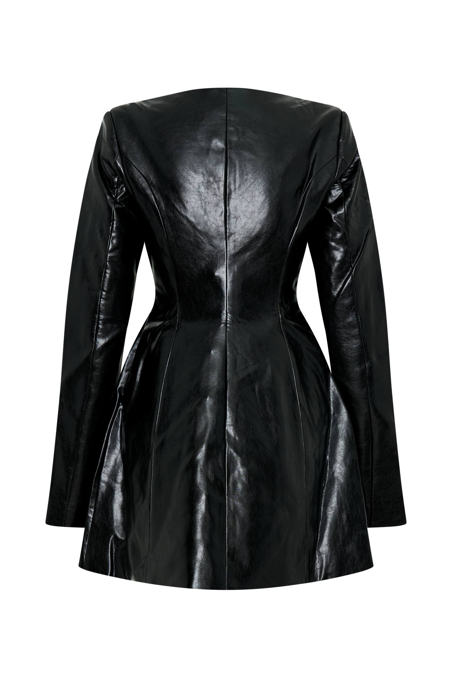 Vestido corto de cuero sintético Nancy - Negro