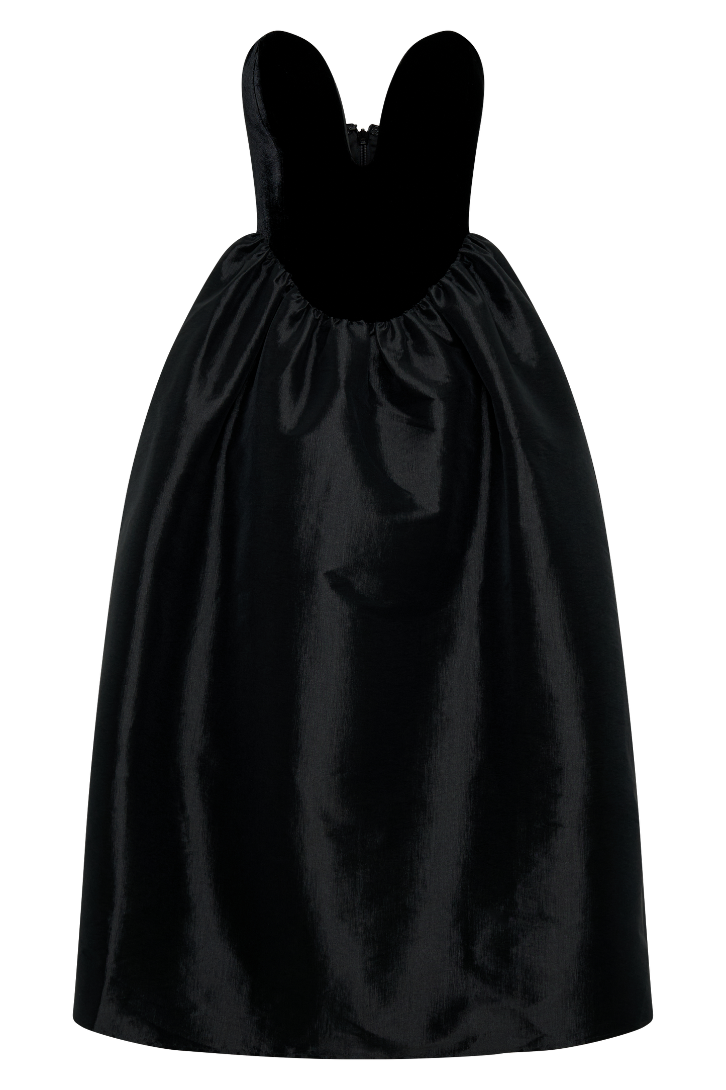 Vestido midi sin tirantes de terciopelo Flora - Negro