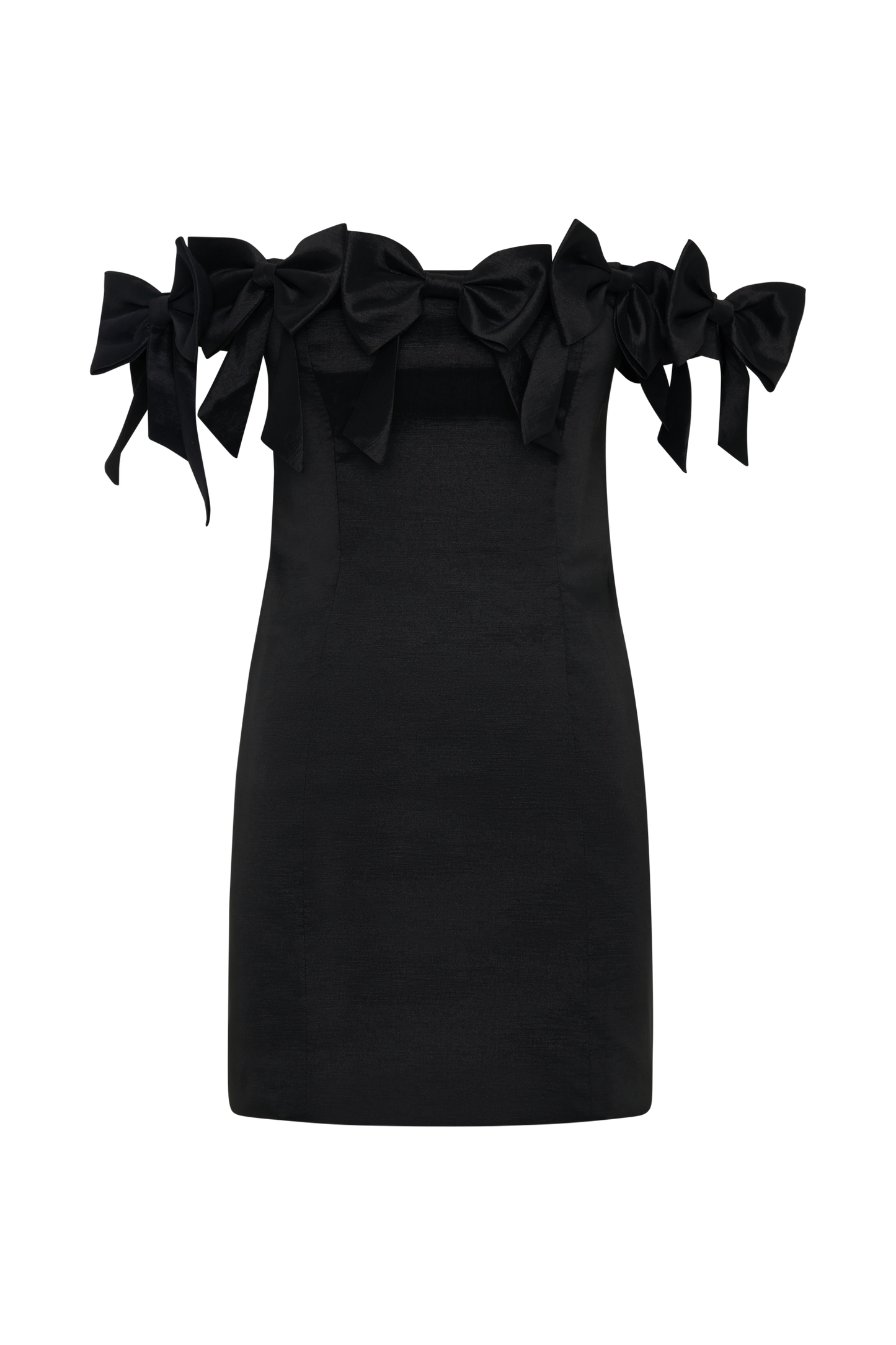 Vestido Mini Sin Espalda con Lazo y Sin Mangas de Rosa - Negro