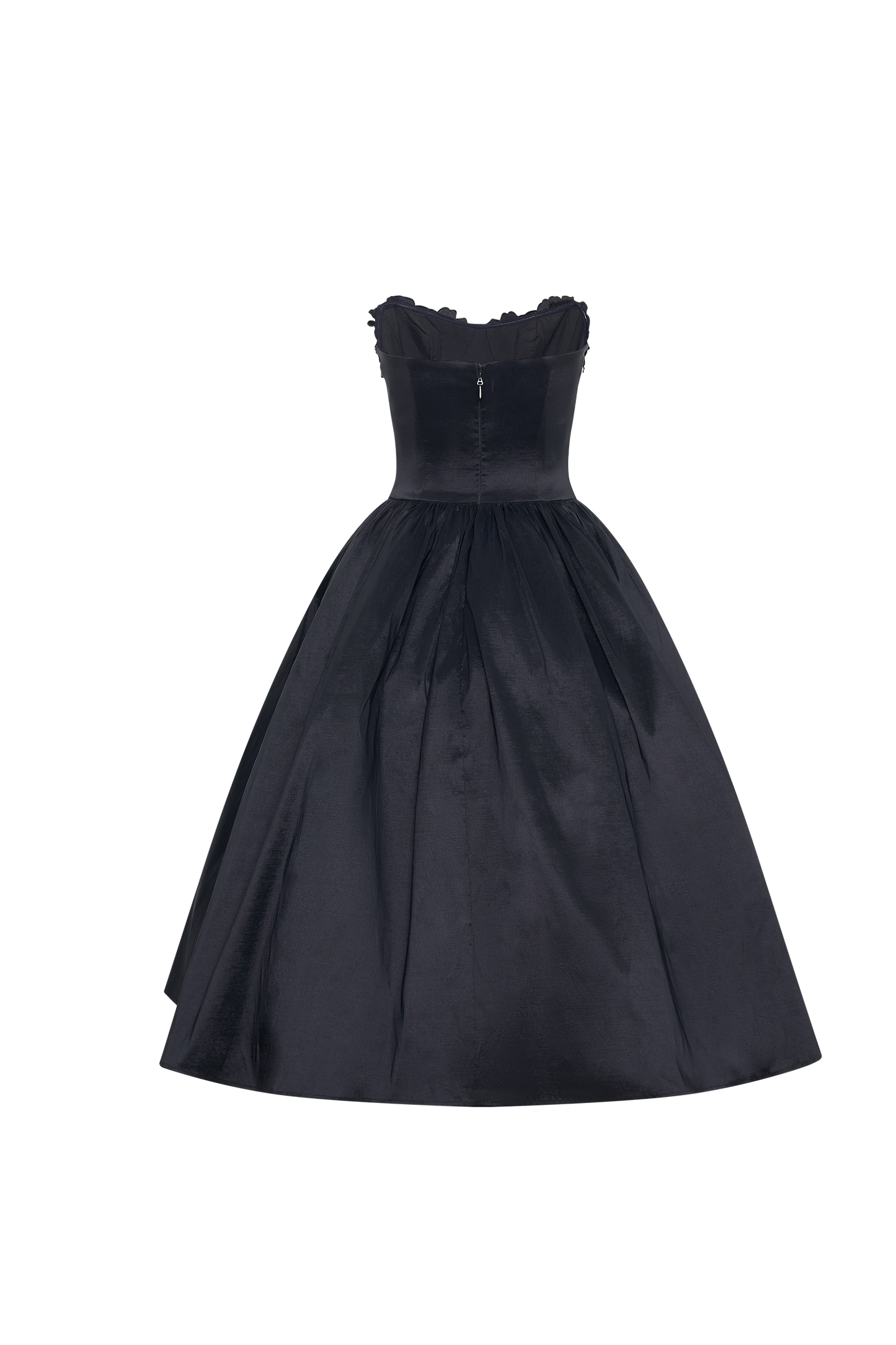 Vestido midi con bordado Elyssa - Negro