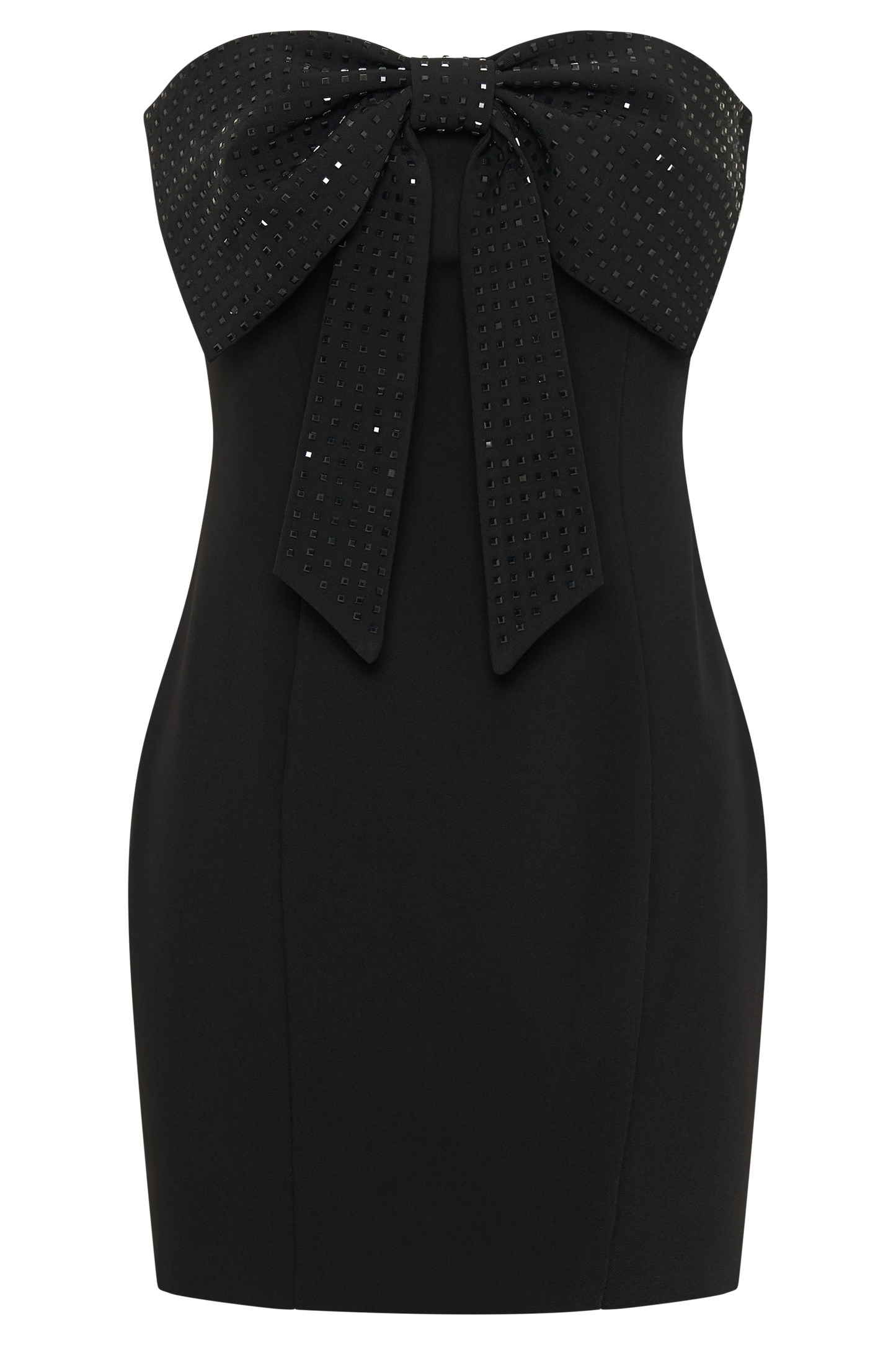 Vestido mini sin tirantes Saoirse con lazo de diamantes - Negro
