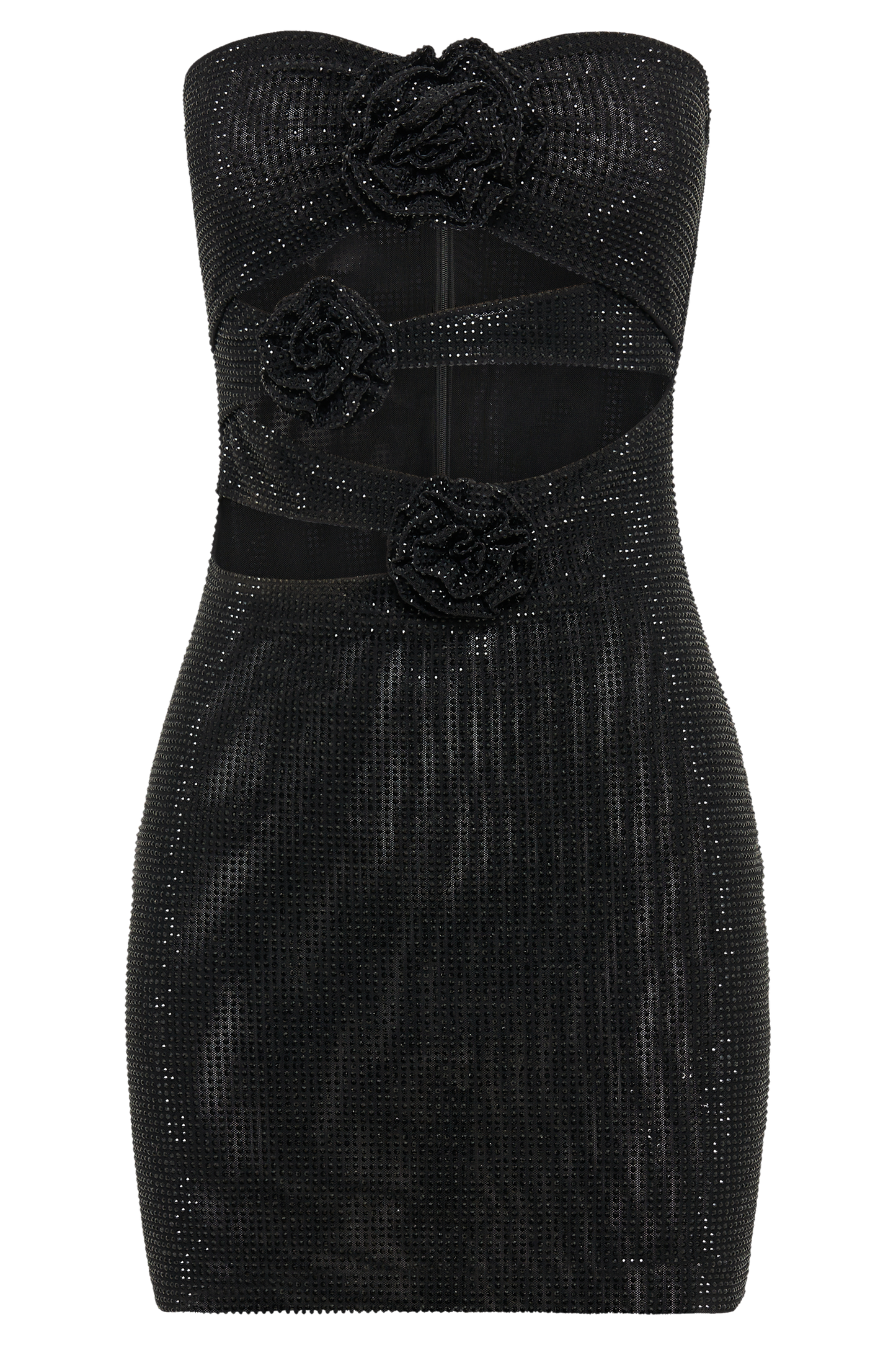 Vestido mini sin tirantes Korinna Rose con diamantes - Negro