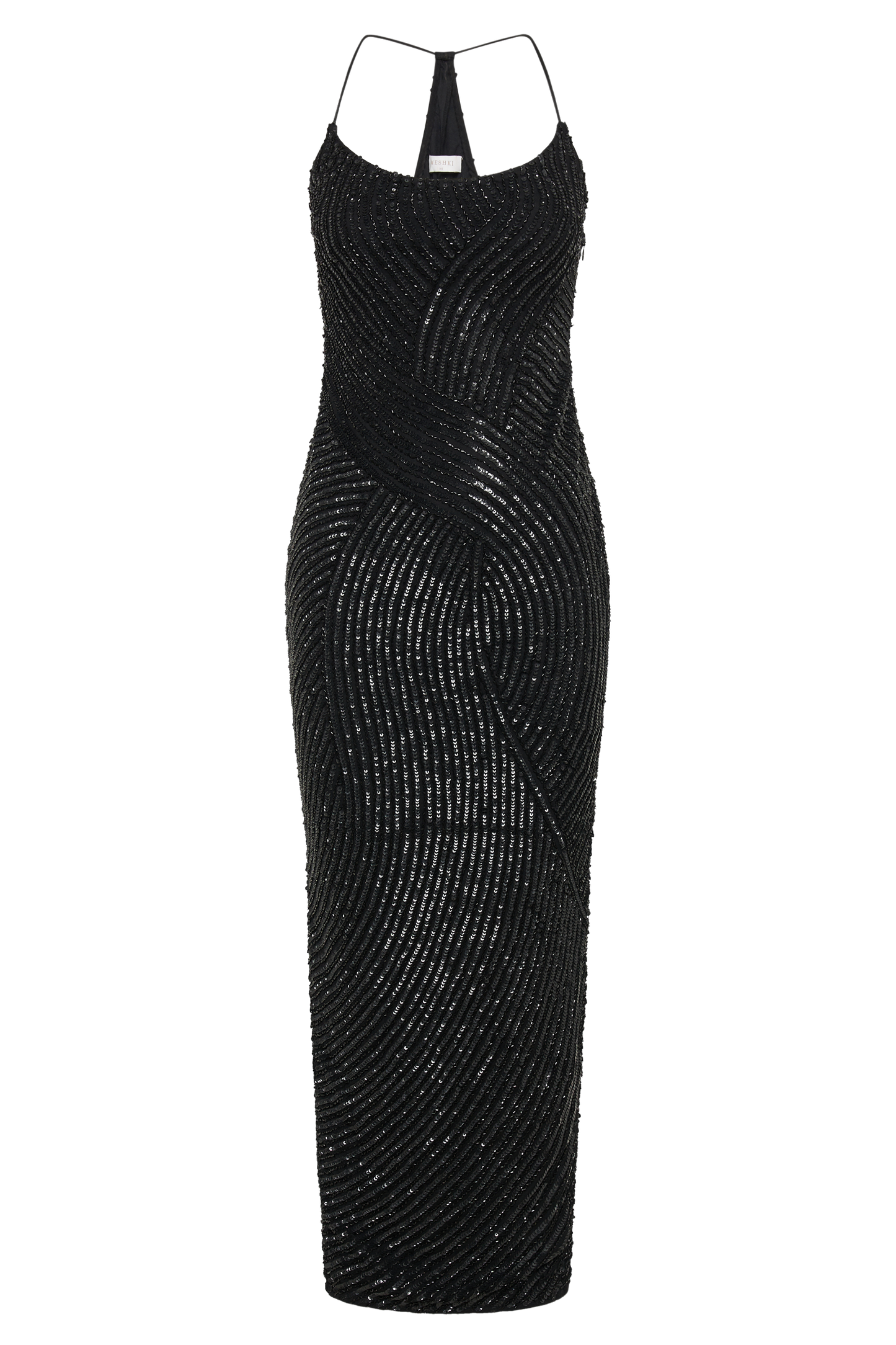 Vestido largo con lentejuelas en negro