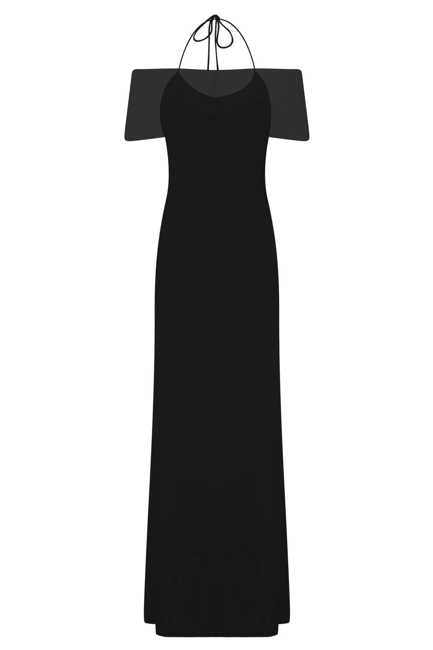 Vestido largo Maxi de malla y tirantes tipo slinky Bernadina - Negro