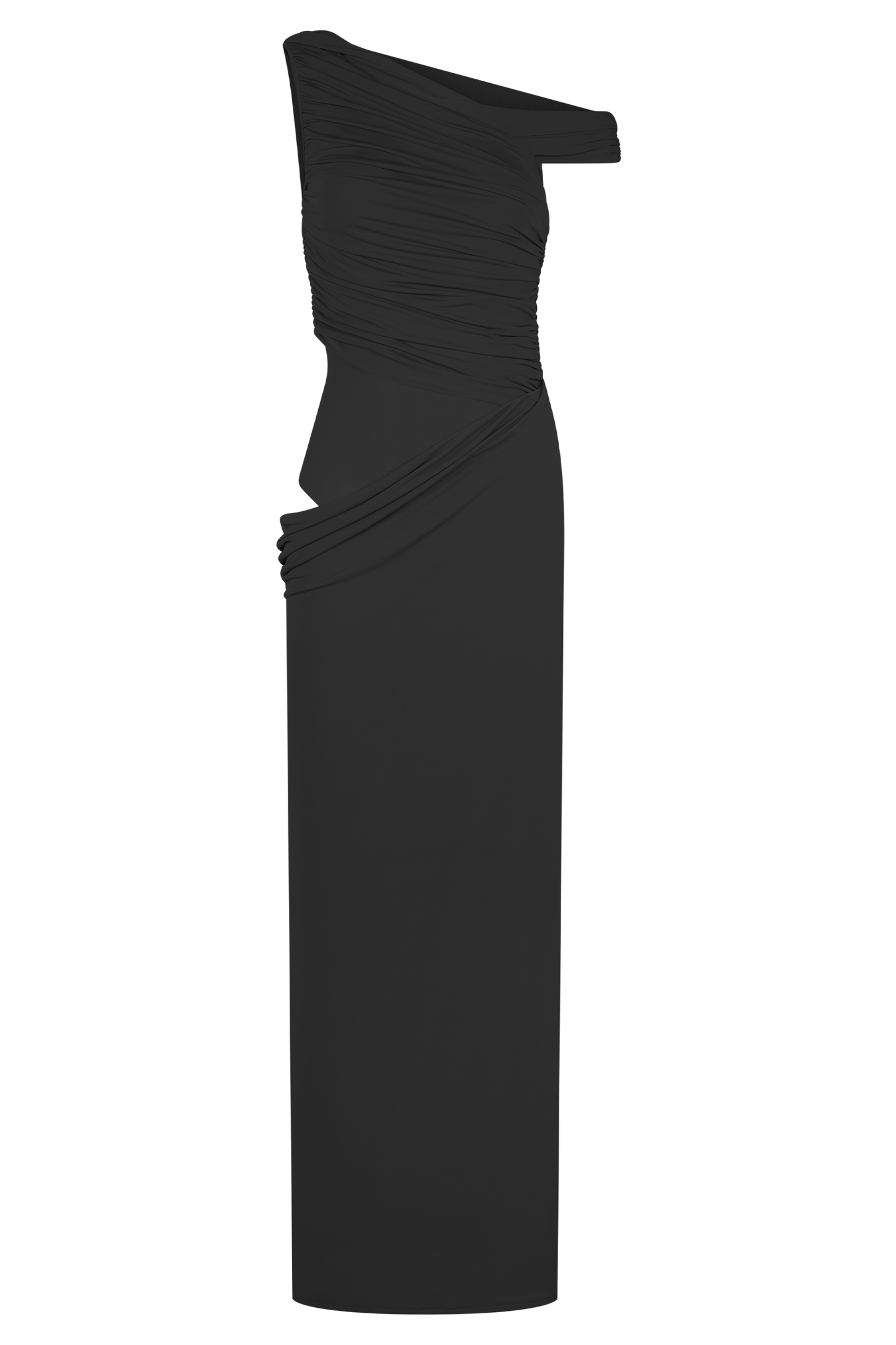 Vestido largo tipo slip de un hombro Callen en negro