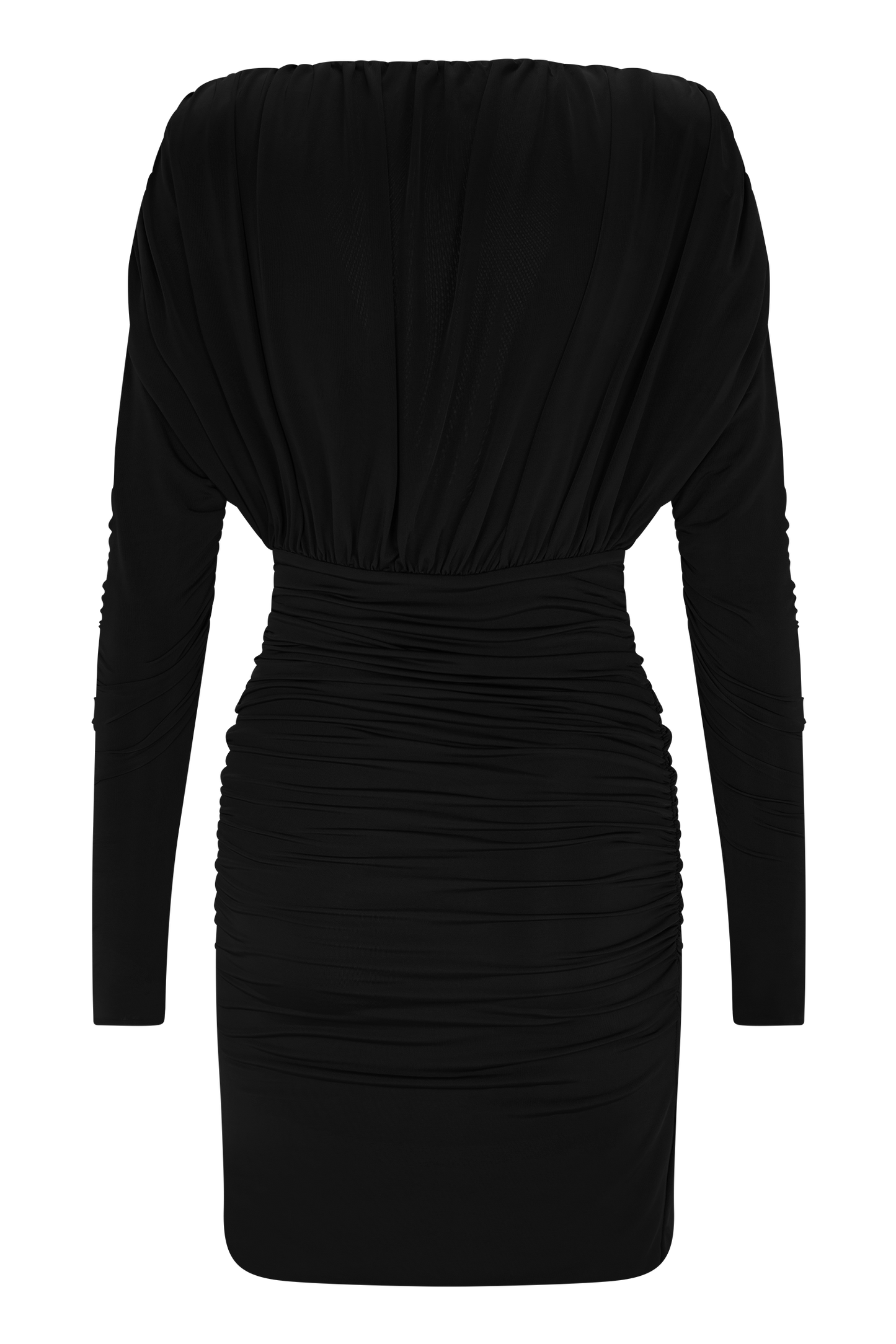 Vestido Mini de Manga Larga con Escote Profundo Hayden - Negro