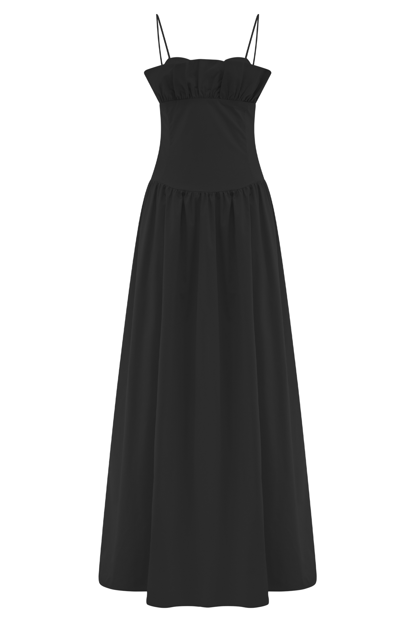 Vestido Maxi con Volantes Janis Cotton - Negro