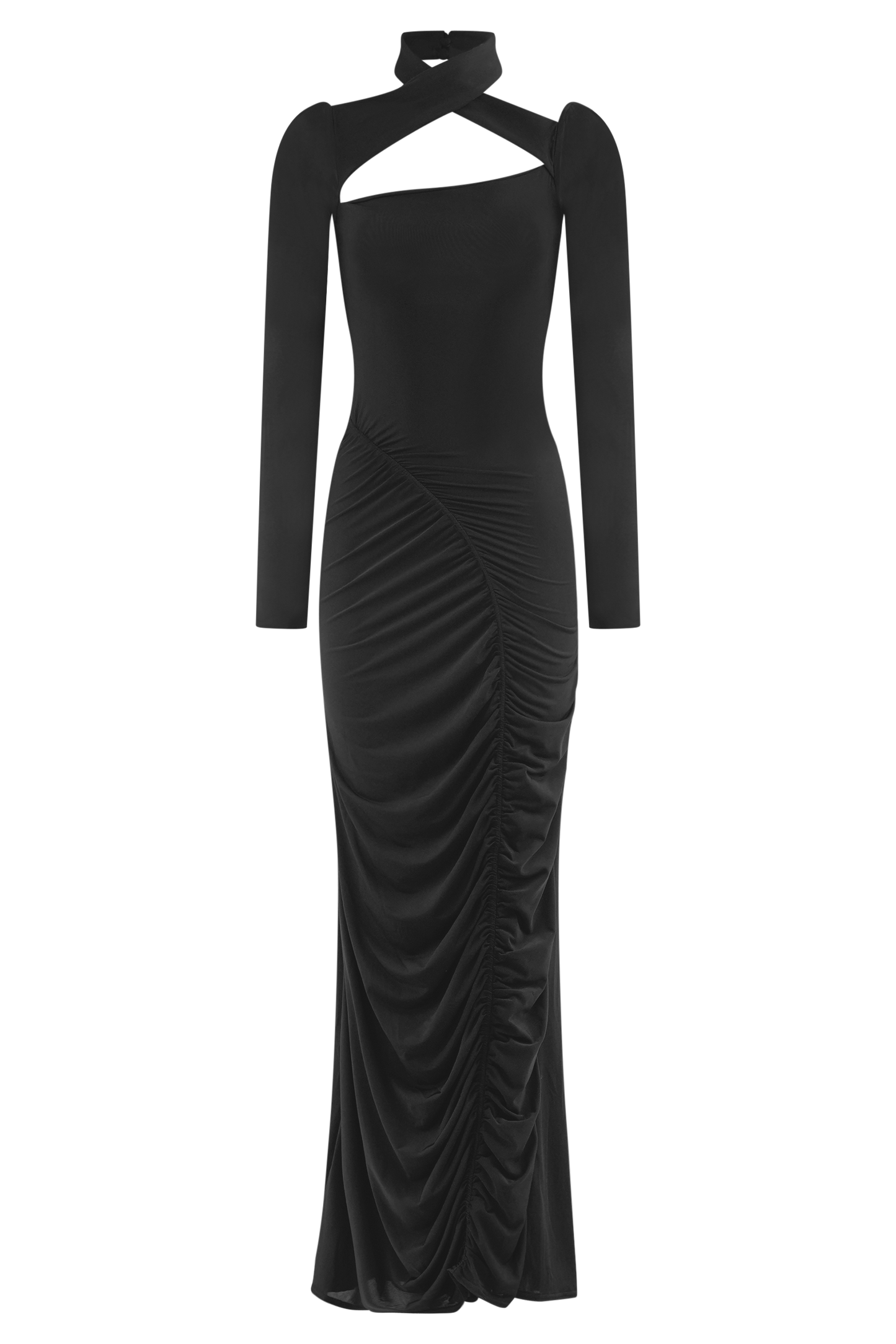 Vestido largo de manga larga Lyndon Slinky - Negro
