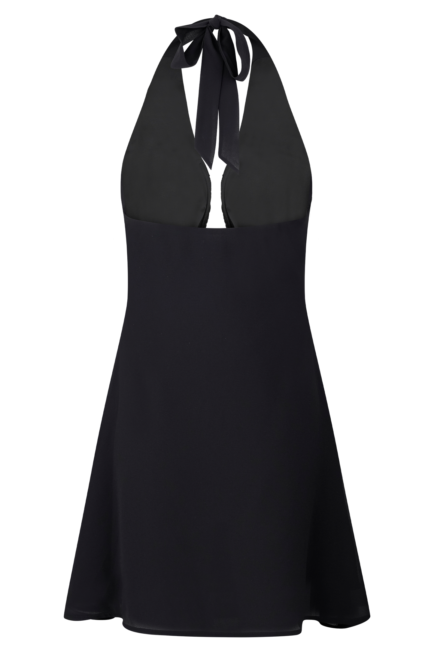 Vestido Mini de Gasa con Cuello Halter Malakhai - Negro