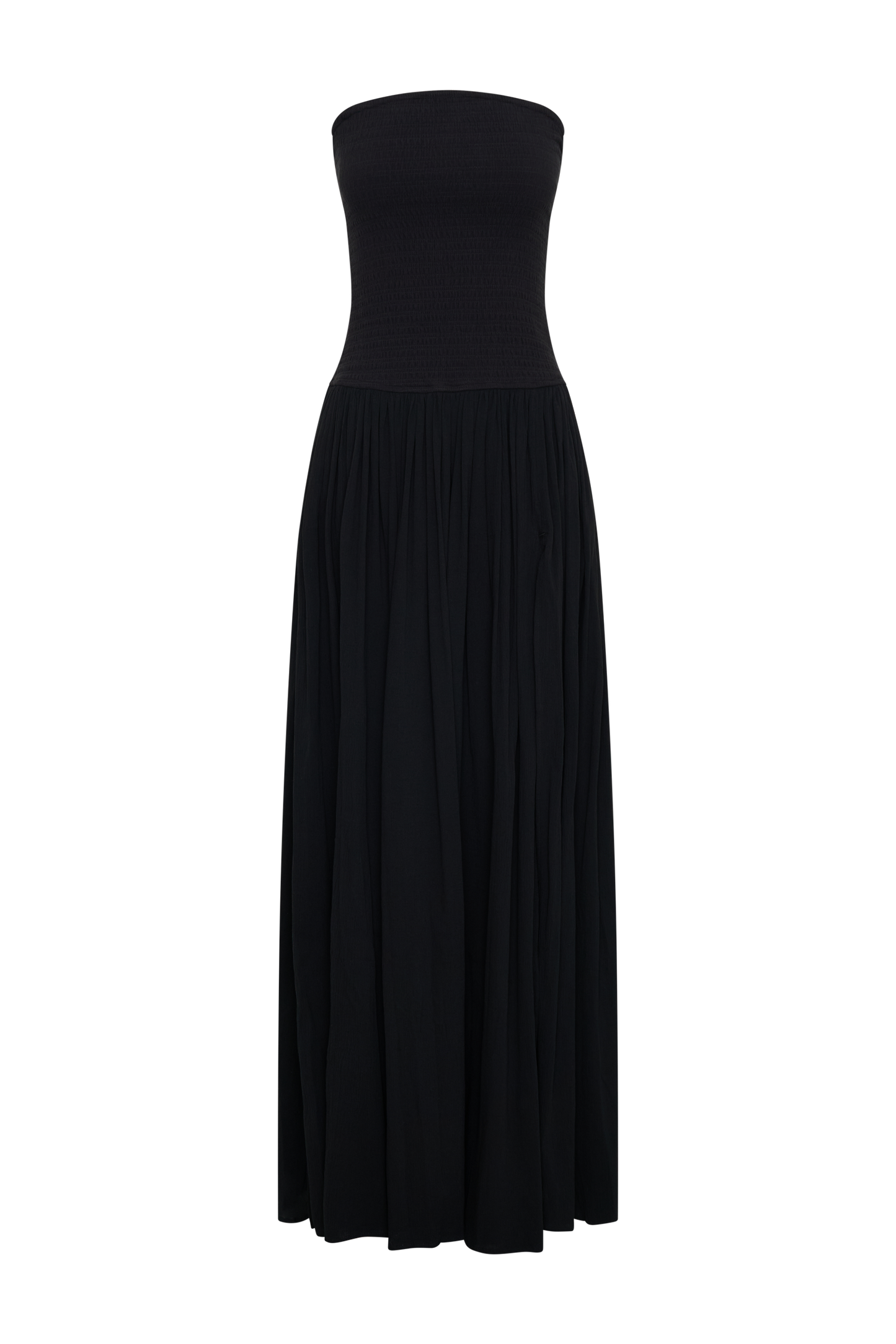 Vestido maxi de algodón Maureen con fruncido - Negro