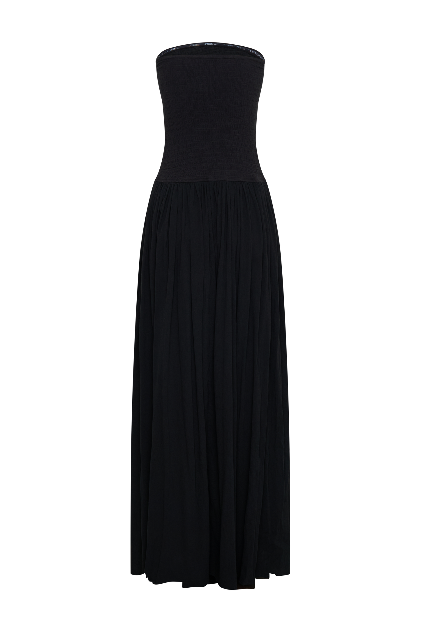 Vestido maxi de algodón Maureen con fruncido - Negro