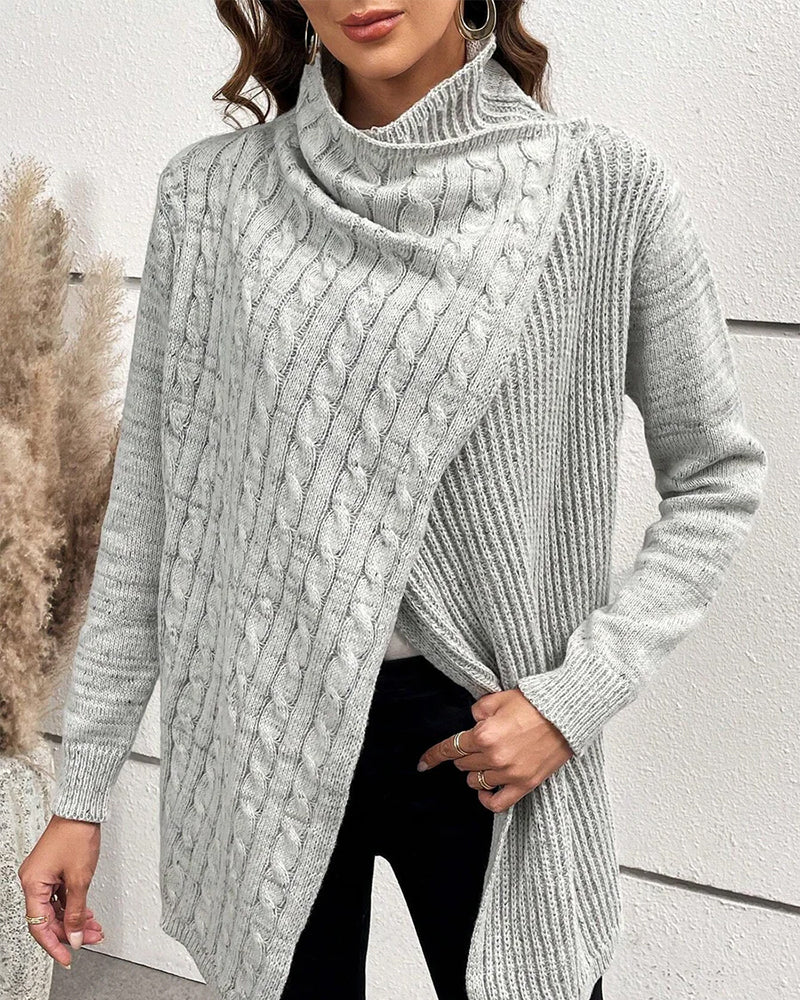 Pull de color uni décontracté avec fente