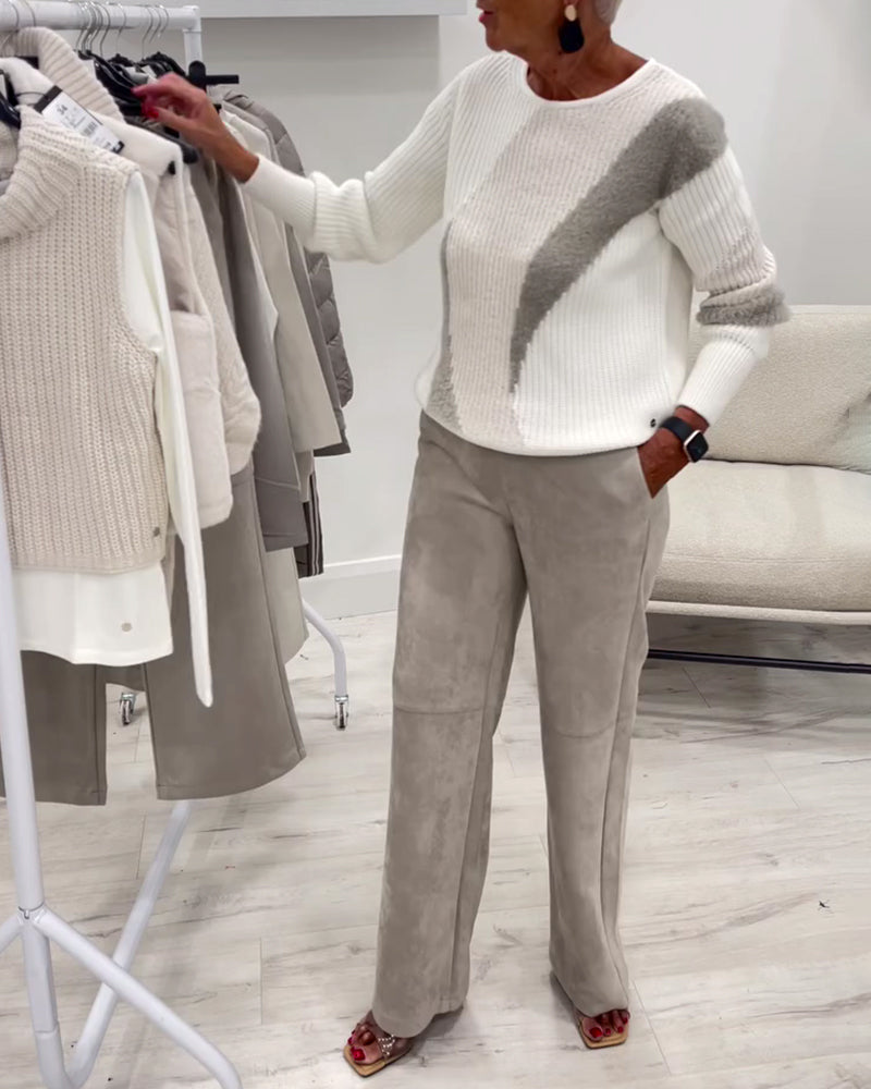 Pantalones de tiro alto cómodos y casuales