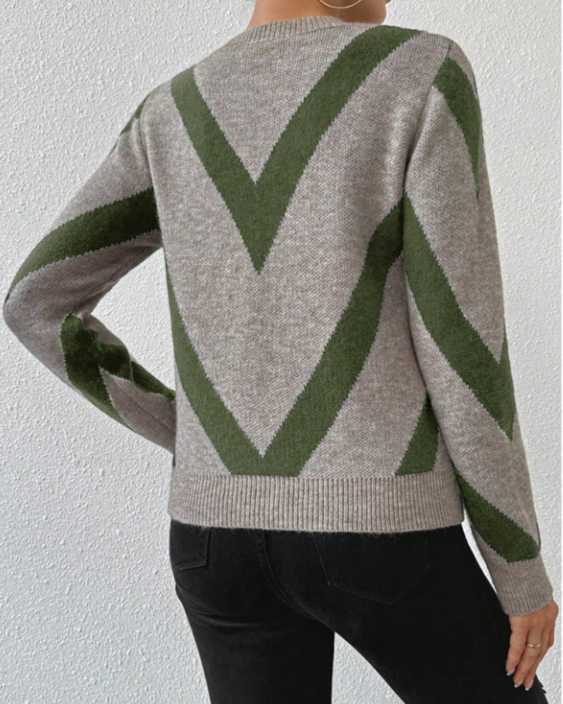 Blusa con características impresas de geometría y cuello redondo