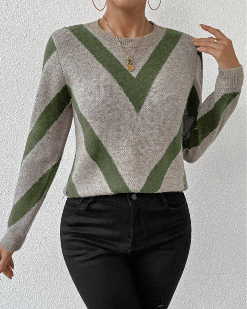Blusa con características impresas de geometría y cuello redondo
