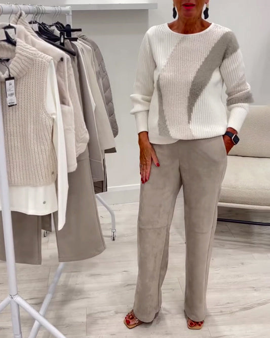 Pantalones de tiro alto cómodos y casuales