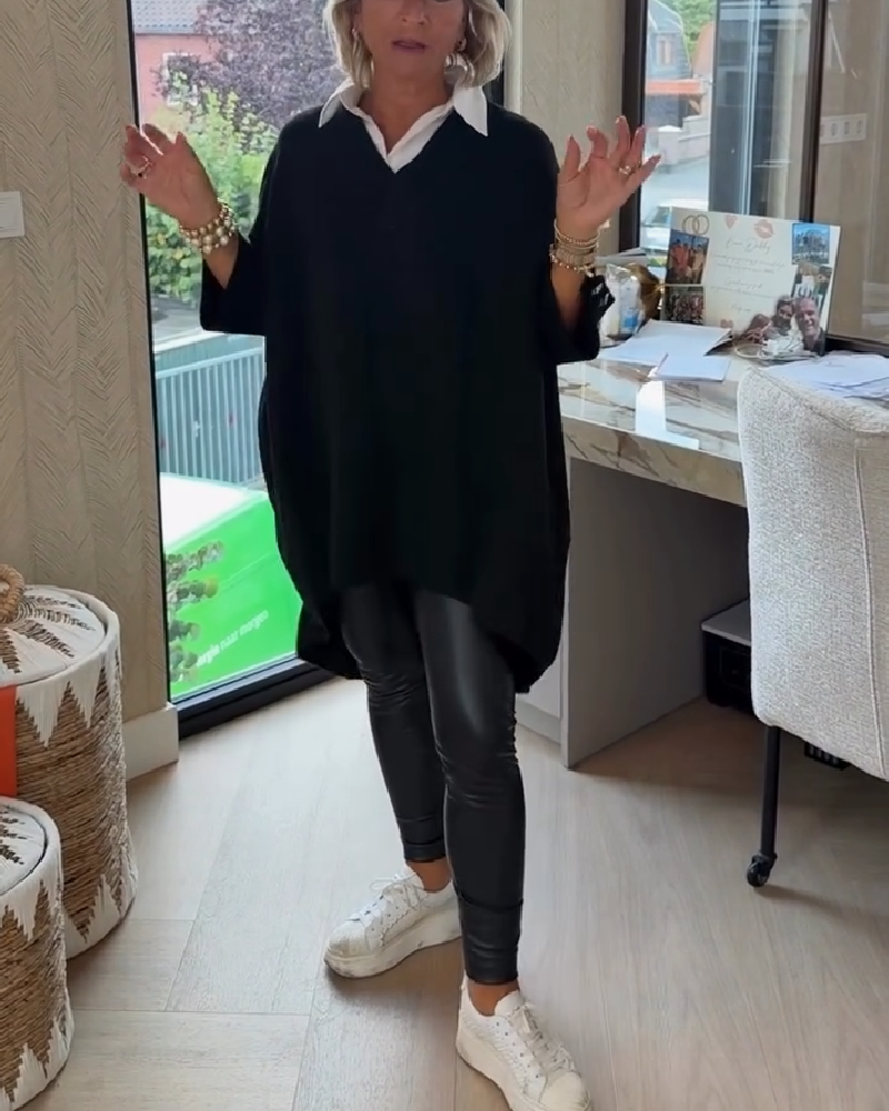 Pull con cuello en V, buttons y diseño asimétrico