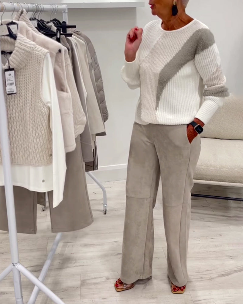 Pantalones de tiro alto cómodos y casuales