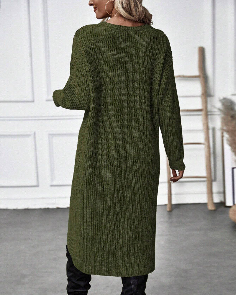 Vestido de punto de color uniforme con dobladillo irregular