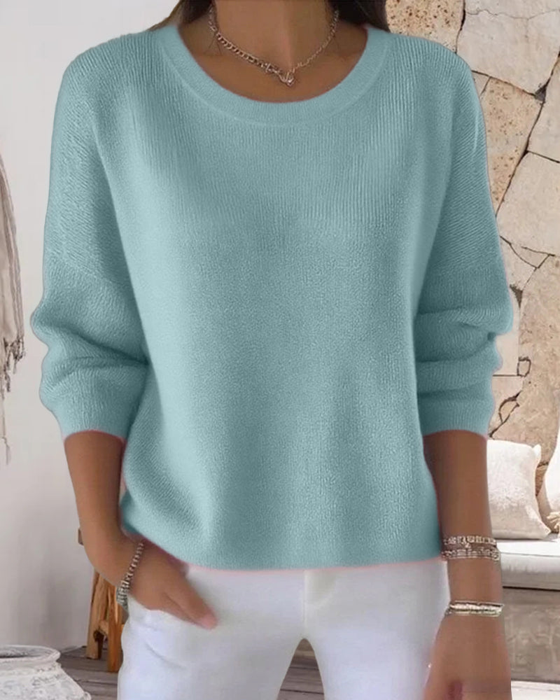 Pull uni de cuello redondo con hombros caídos