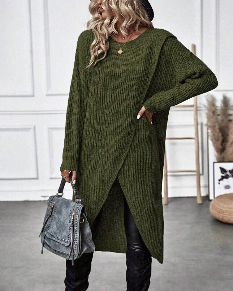 Vestido de punto de color uniforme con dobladillo irregular