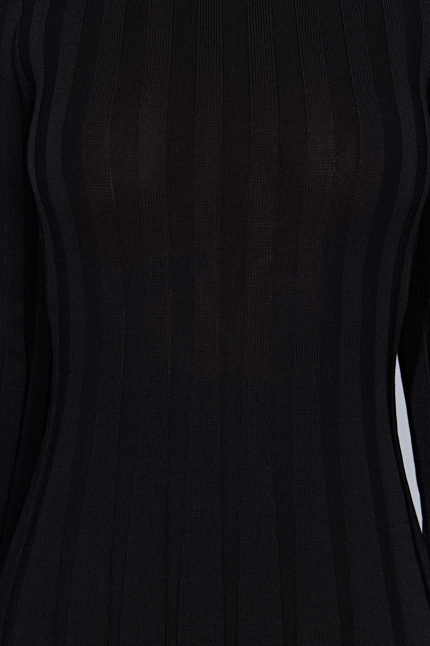 Vestido Midi de Punto con Mangas Flare de Enebro - Negro