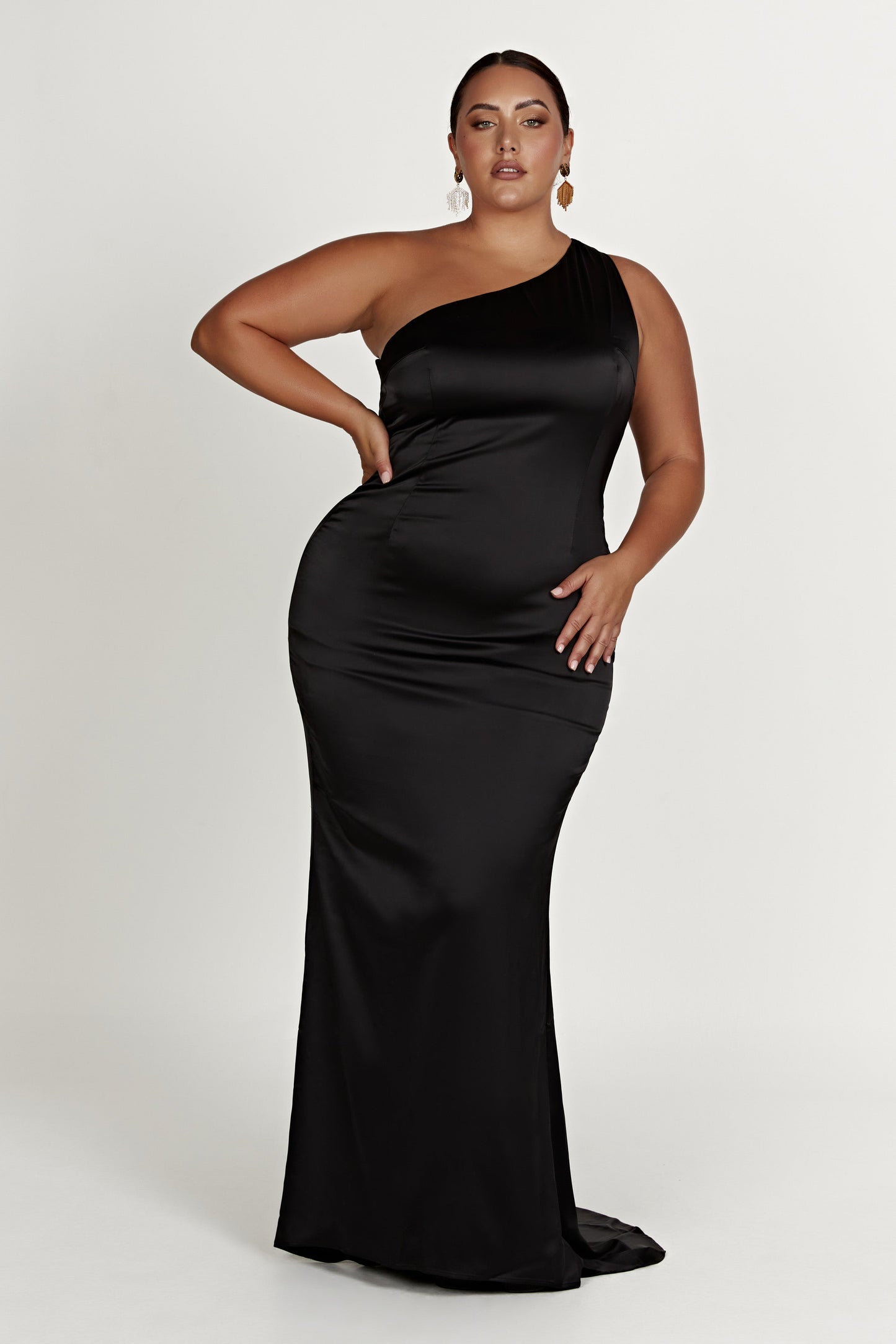 Vestido de hombro único Harper - Negro