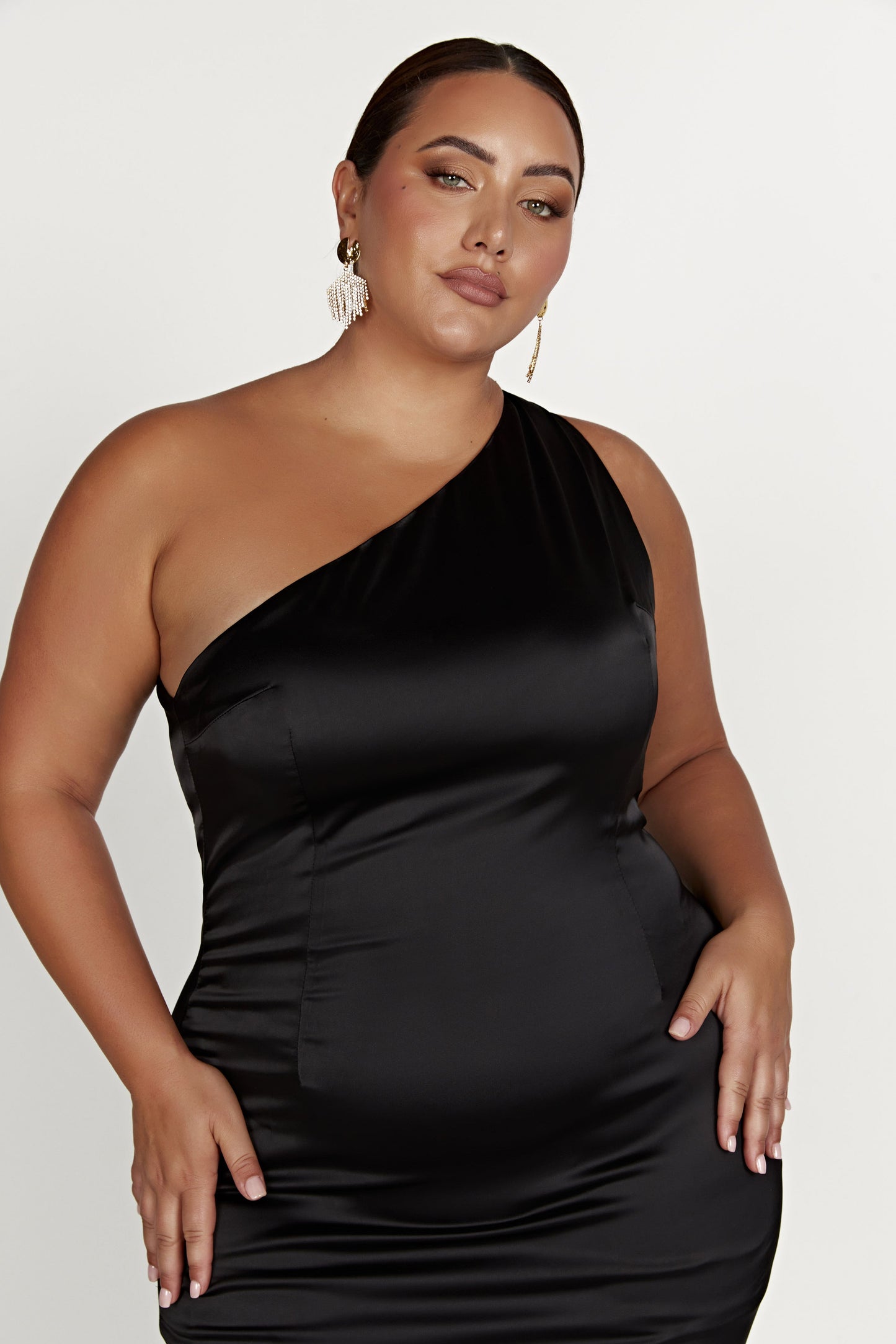 Vestido de hombro único Harper - Negro