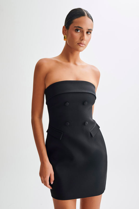 Vestido mini sin tirantes Abbie - Negro