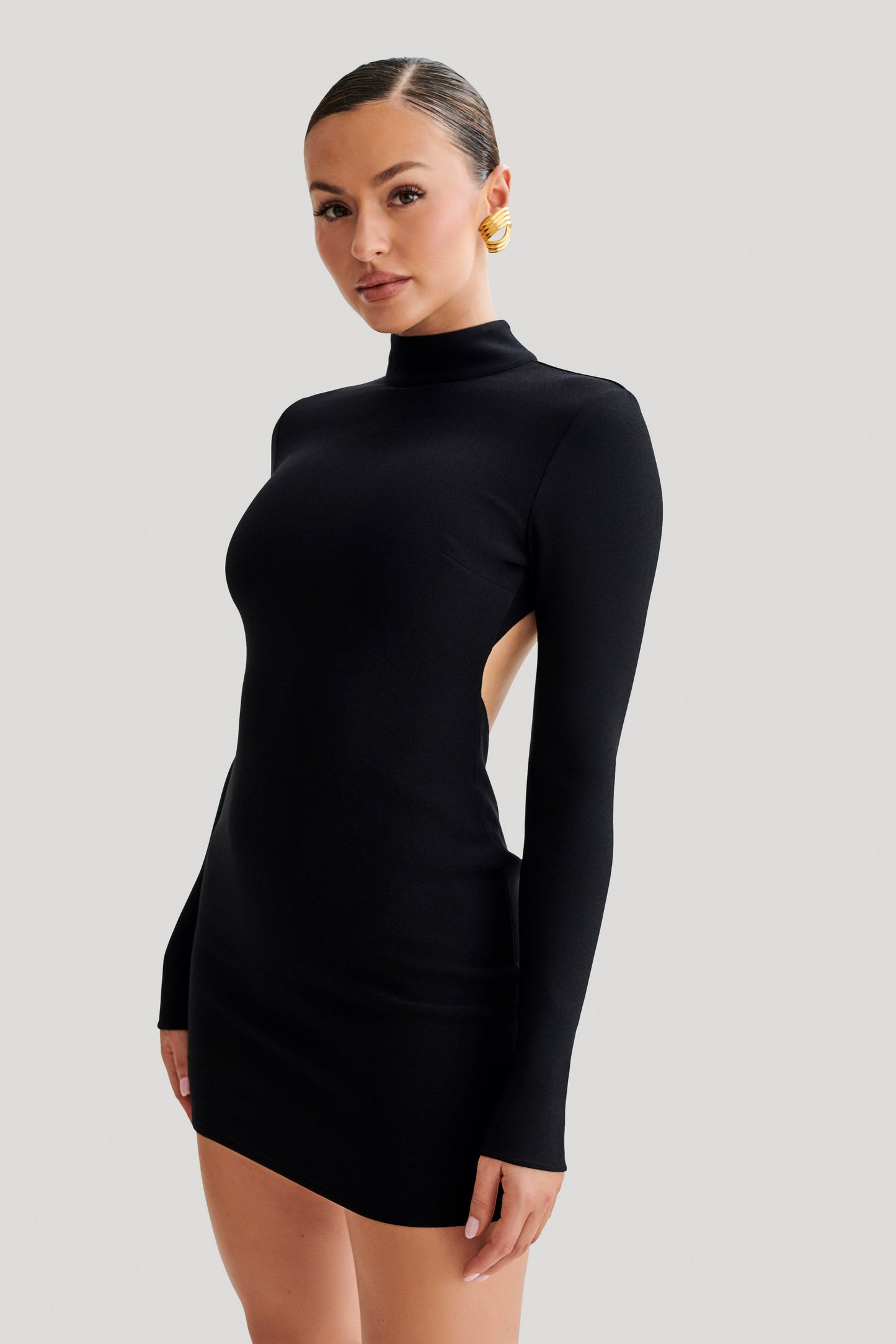 Vestido mini Agatha Crepe Pearl - Negro