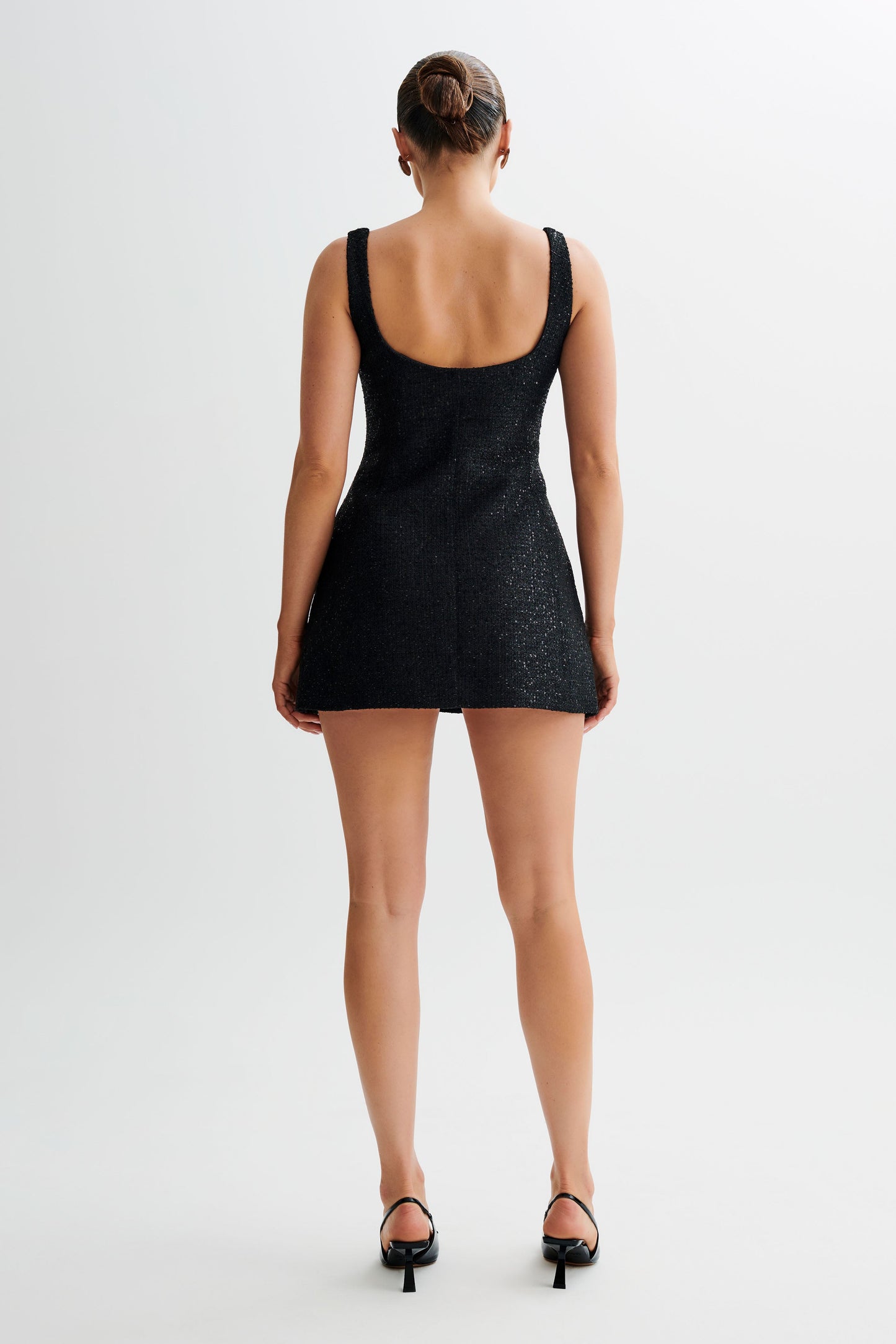 Vestido mini Beth Tweed - Negro
